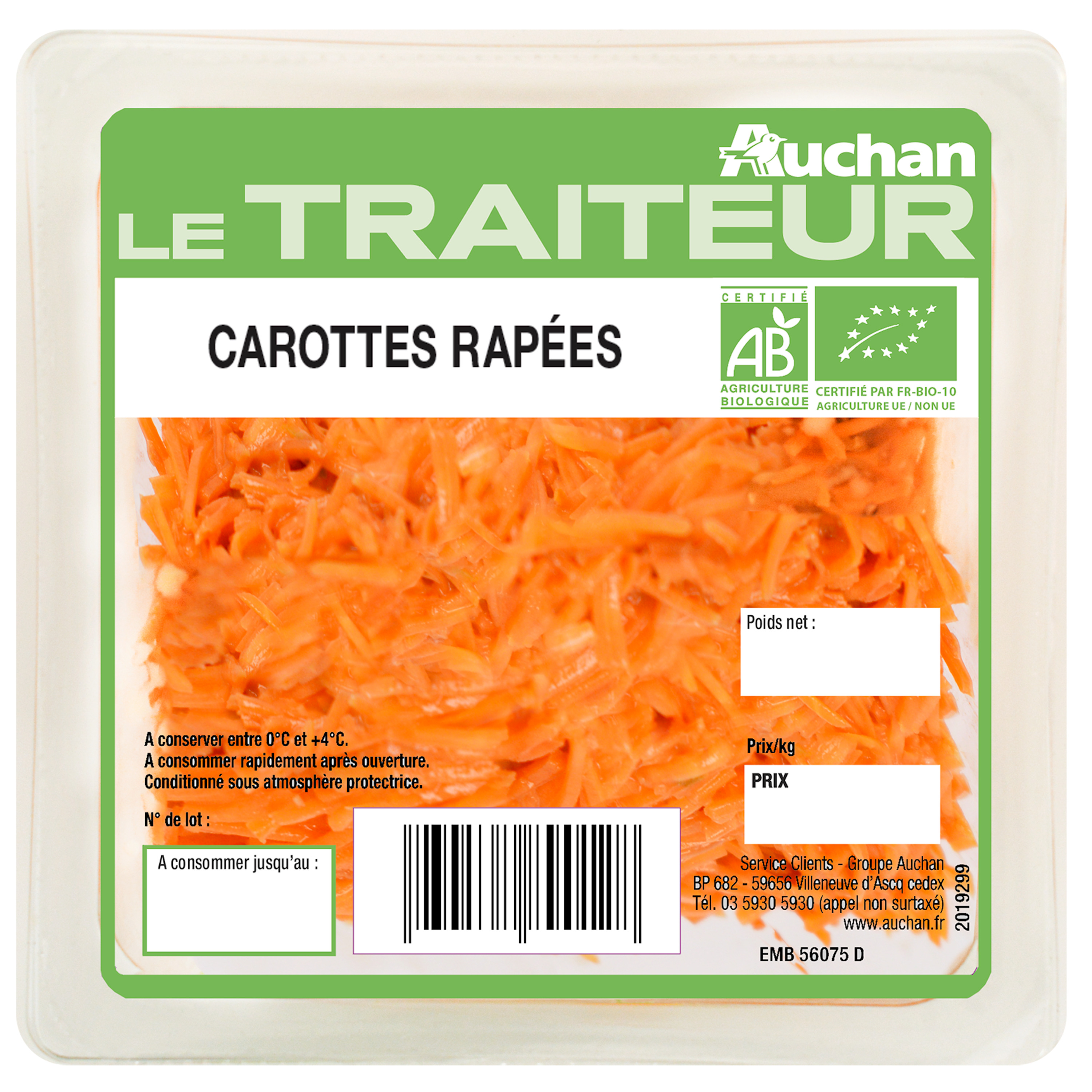 Carottes rapées 2,5kg - Achat en ligne - Traiteur