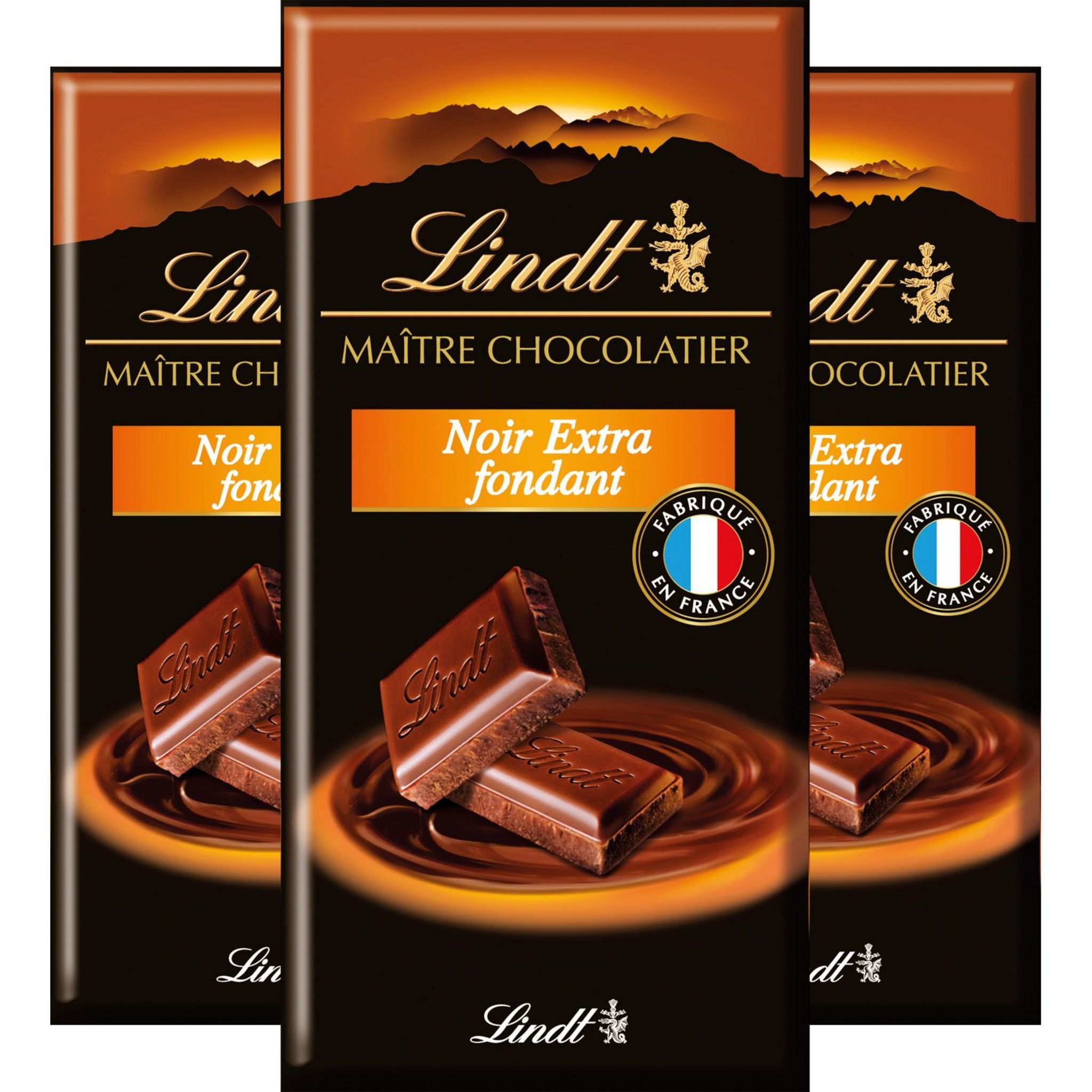 LINDT : Tablette de chocolat noir extra fondant - chronodrive