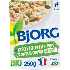 BJORG Risotto de petits pois et graines de courge bio veggie en poche prêt en 2 min 1 personne 250g