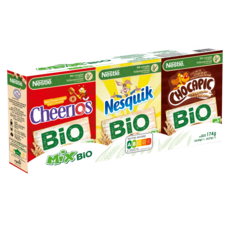 NESTLE Mix bio assortiment de mini boites de céréales Nesquik-Chocapic-Cheerios 6 boites 174g