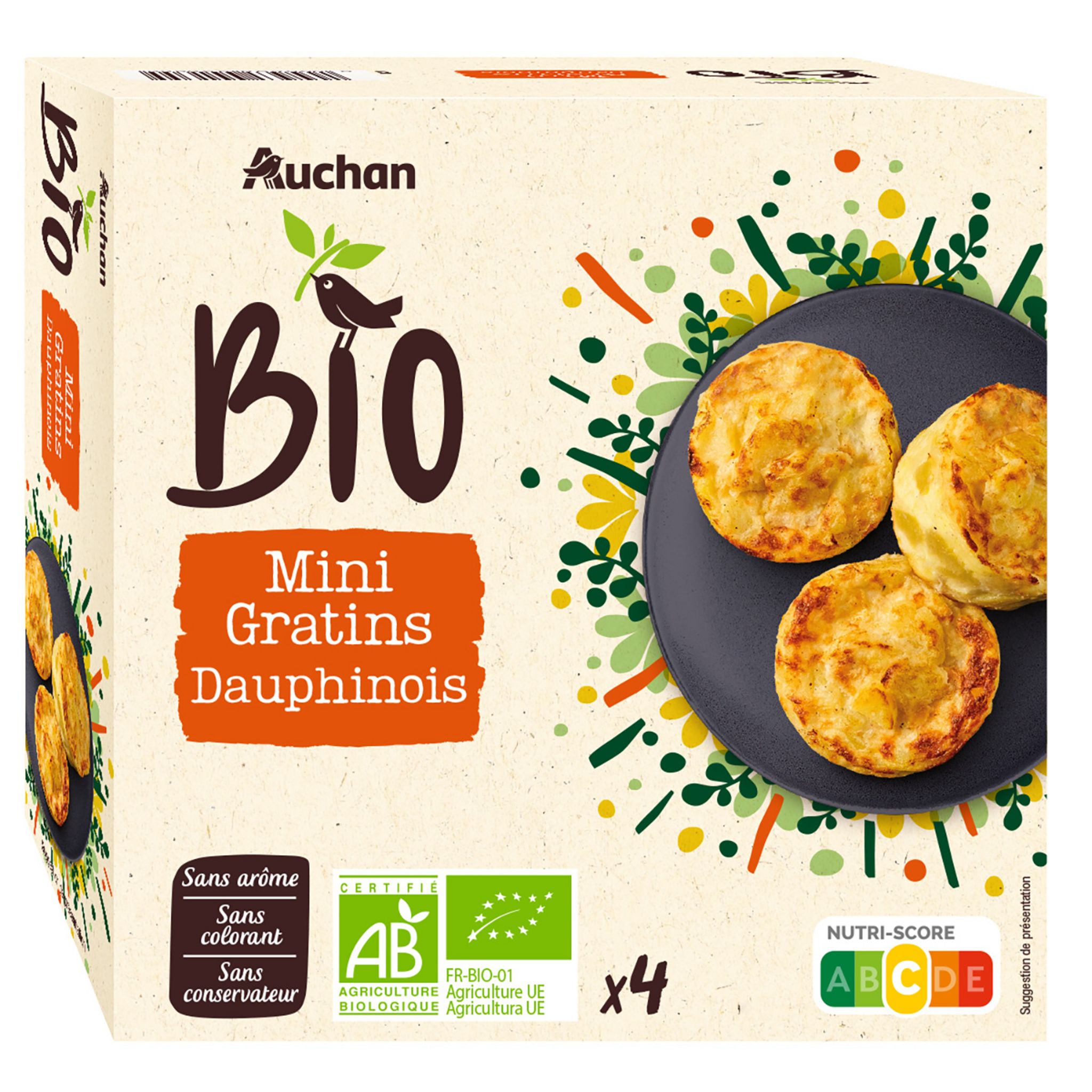 AUCHAN Mini gratin pomme de terre patate douce crème fraîche et