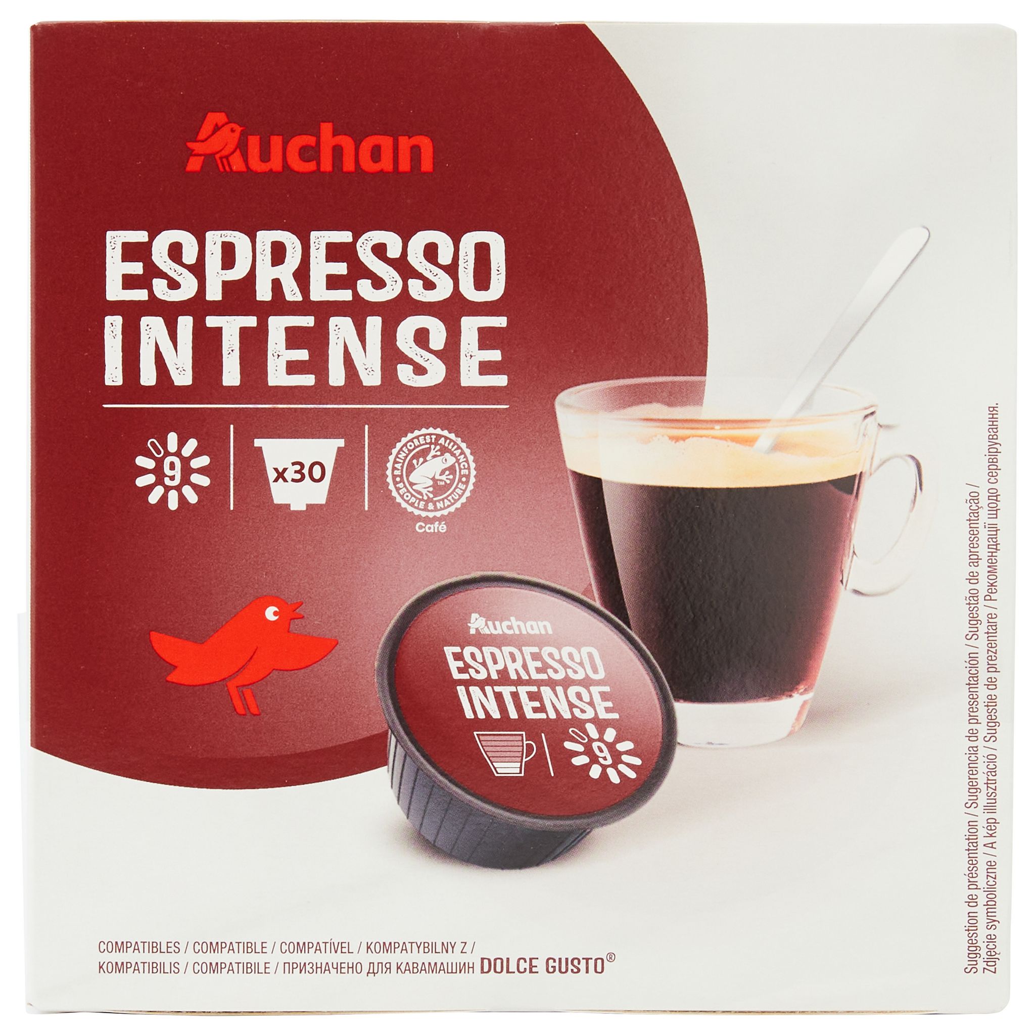 AUCHAN Capsules de café espresso intensité 9 compatibles Dolce