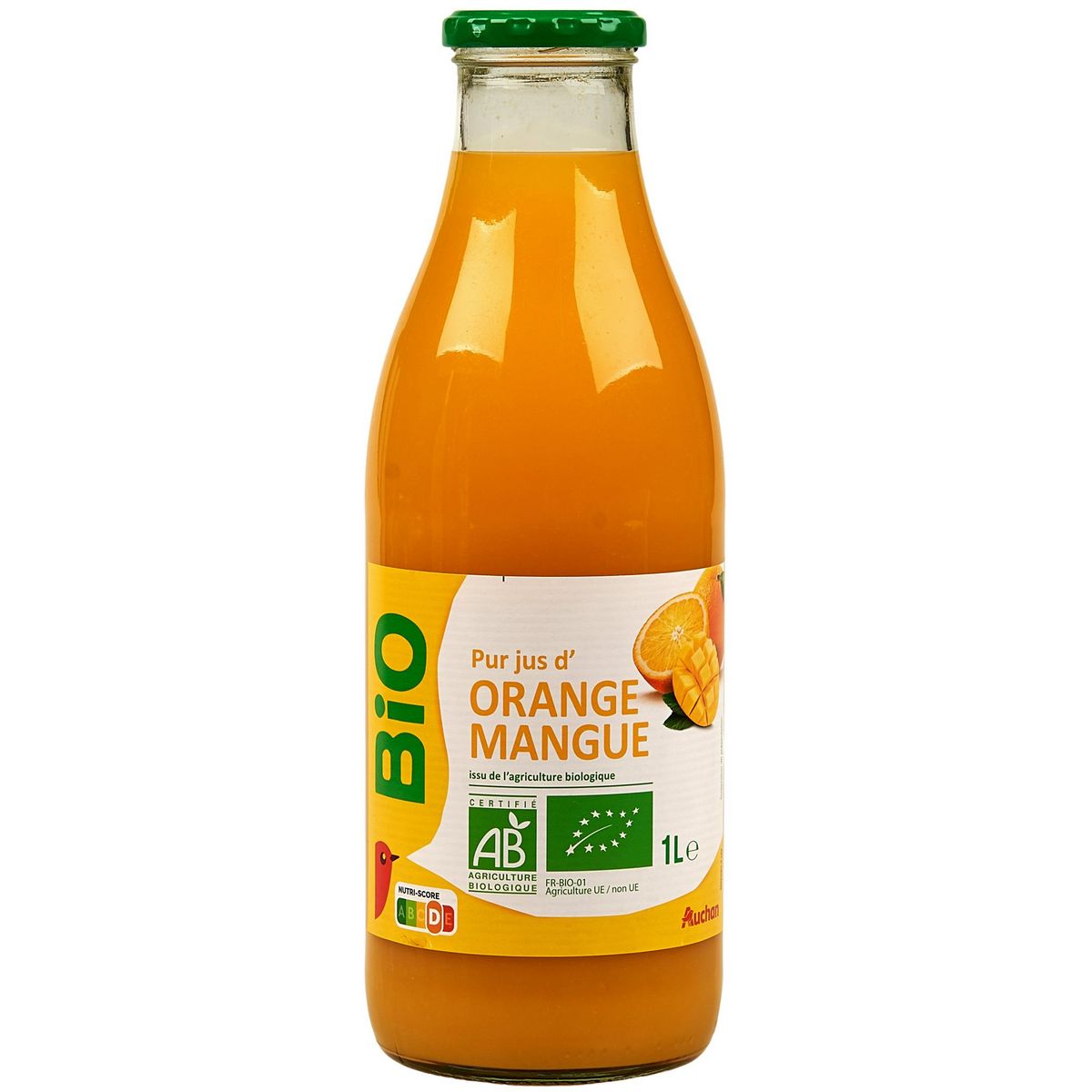 Jus d'orange pur jus bouteille verre 1l