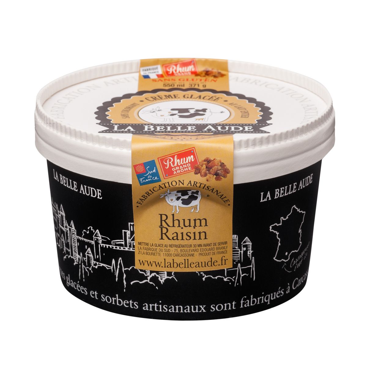 LA BELLE AUDE Pot crème glacée rhum raisin 550ml