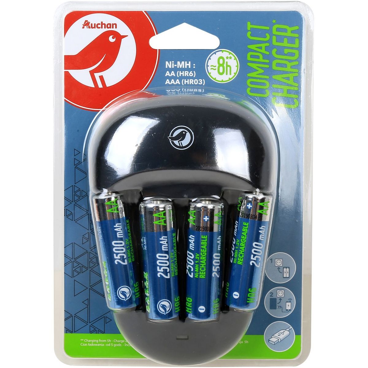 AUCHAN CHARGEUR AA/AAA STANDARD pas cher 