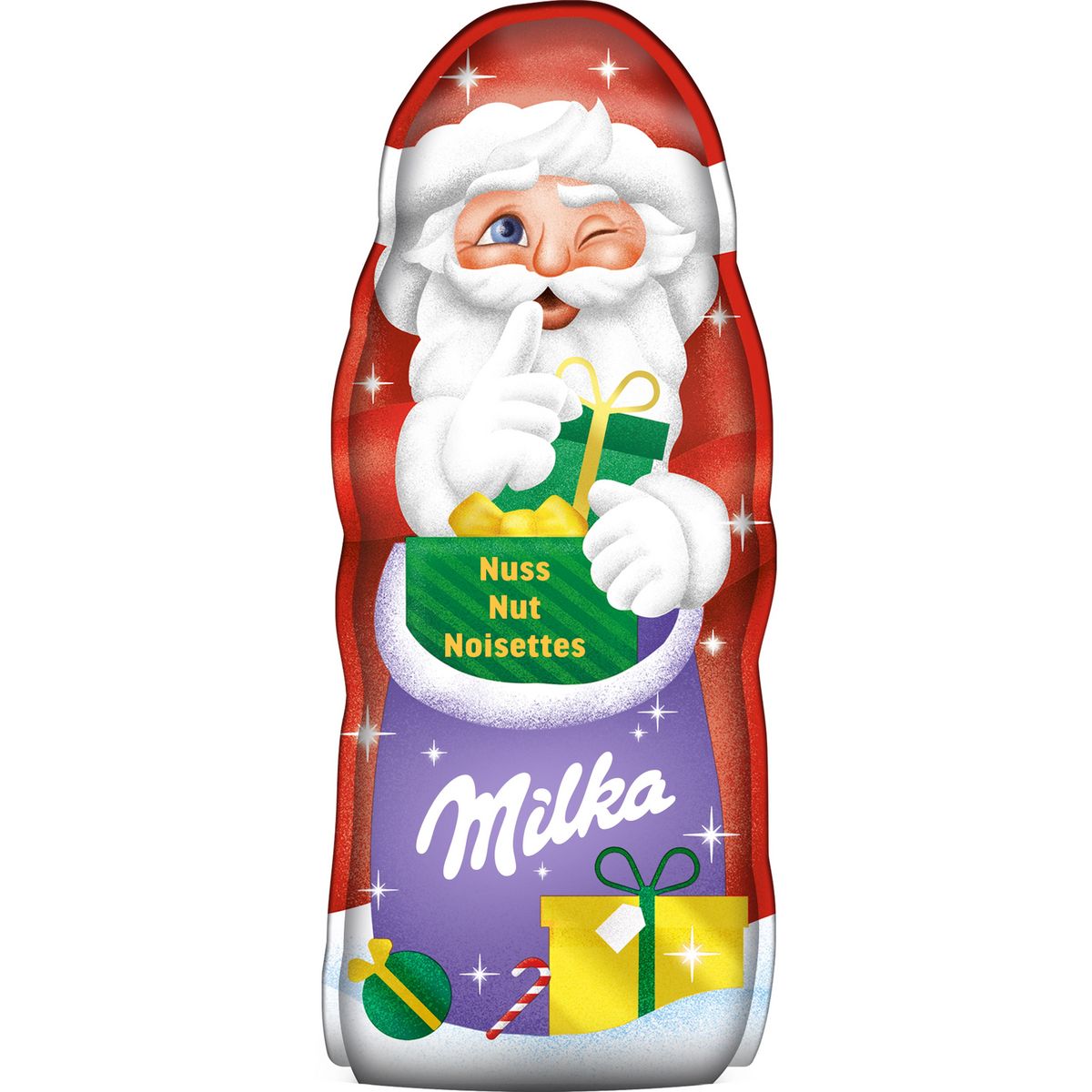 MILKA Père Noel en chocolat au lait et aux noisettes 1 pièce 95g pas