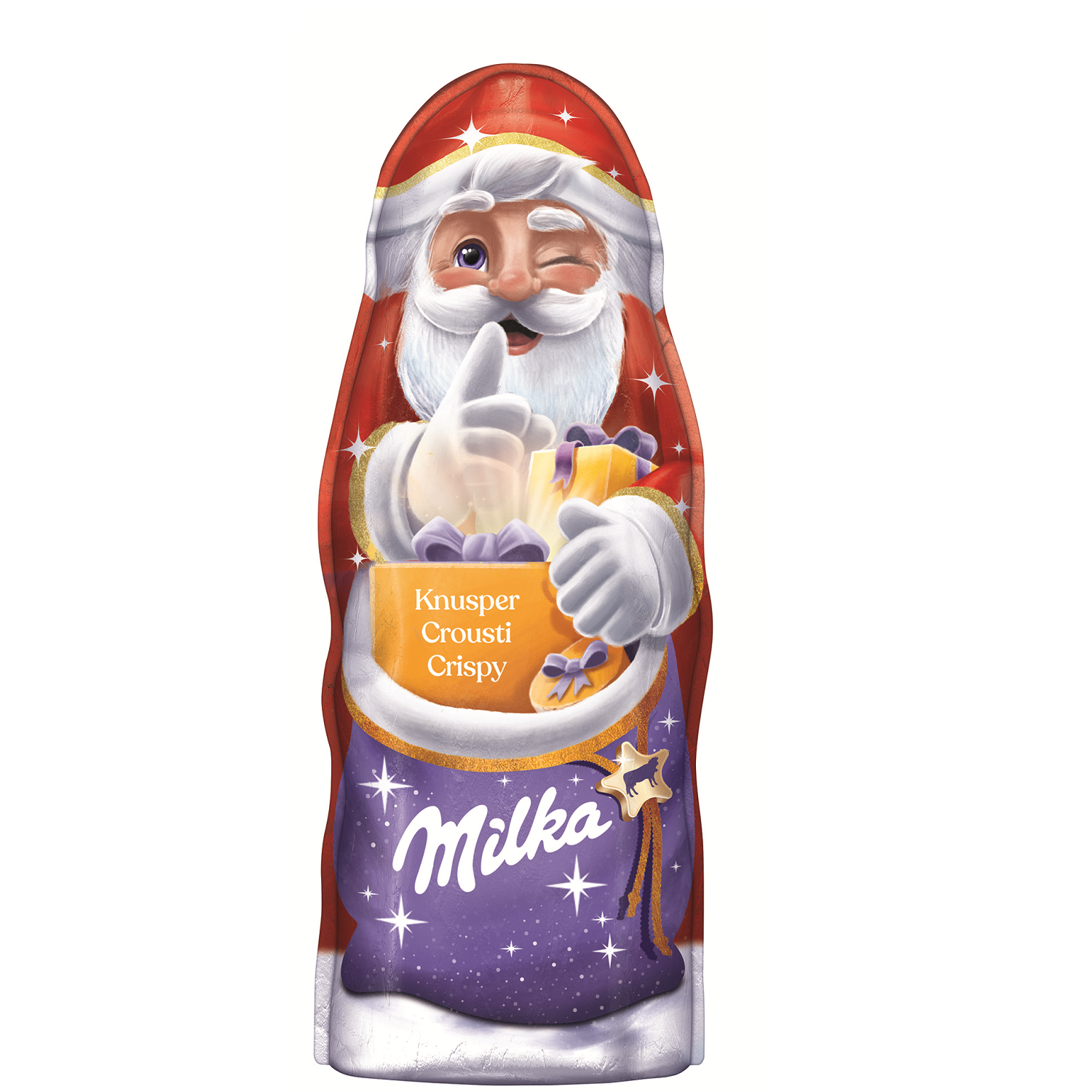 MILKA Père Noël chocolat au lait croustillant 95g pas cher 