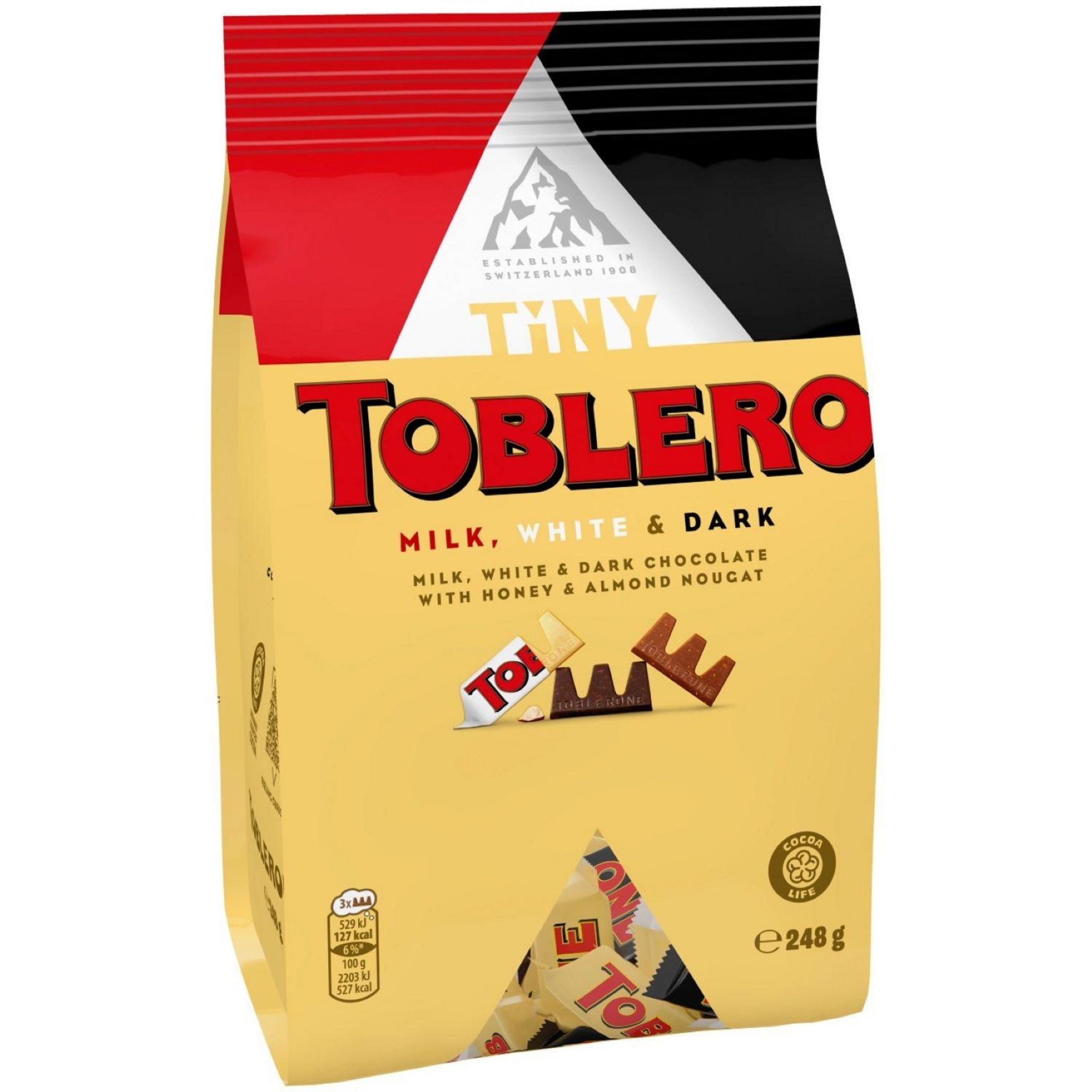 Boîte de mini-Toblerone saveur chocolat lait, noir et blanc - TOBLERONE