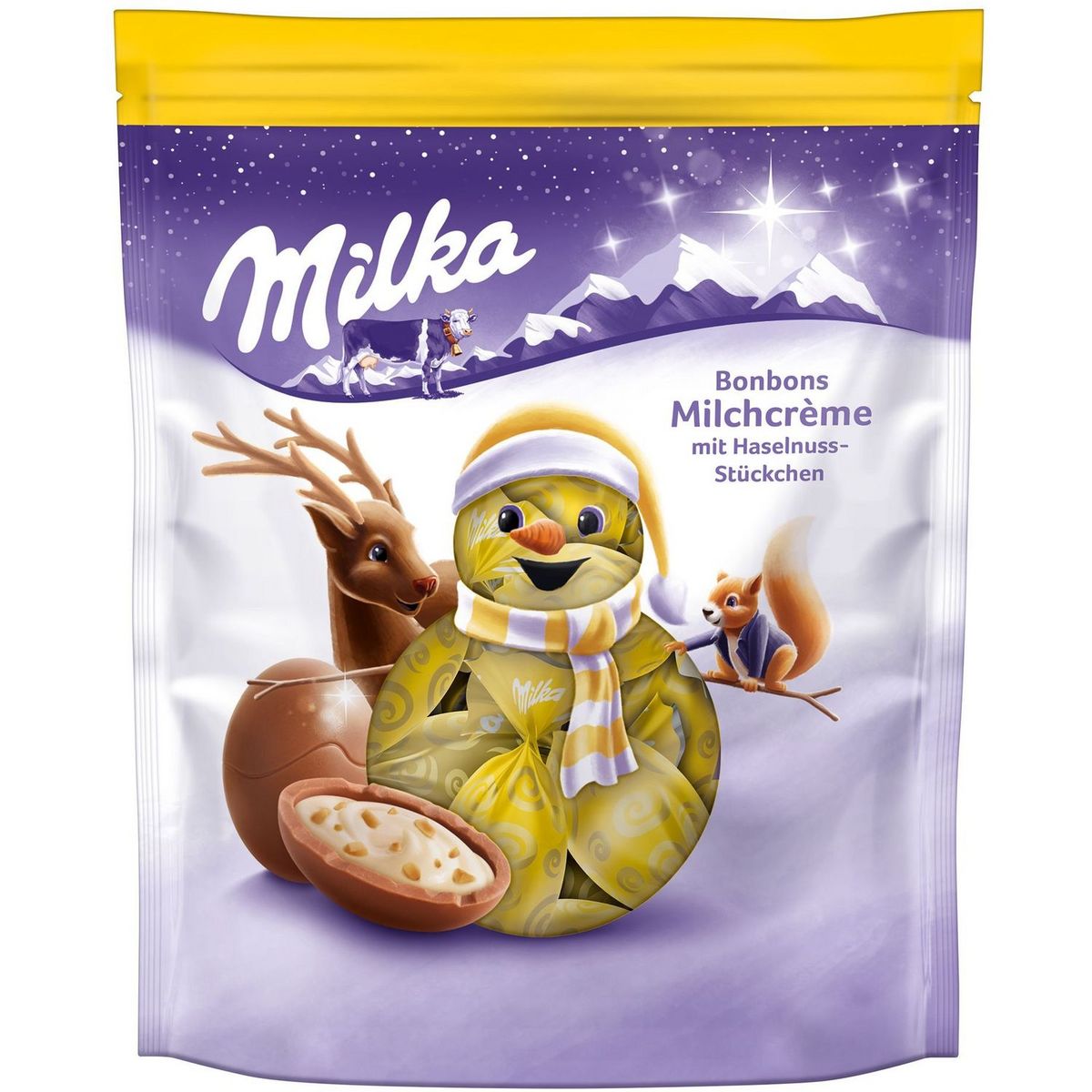 MILKA Bonbons de Noël au chocolat au lait fourrés crème confiseur et 