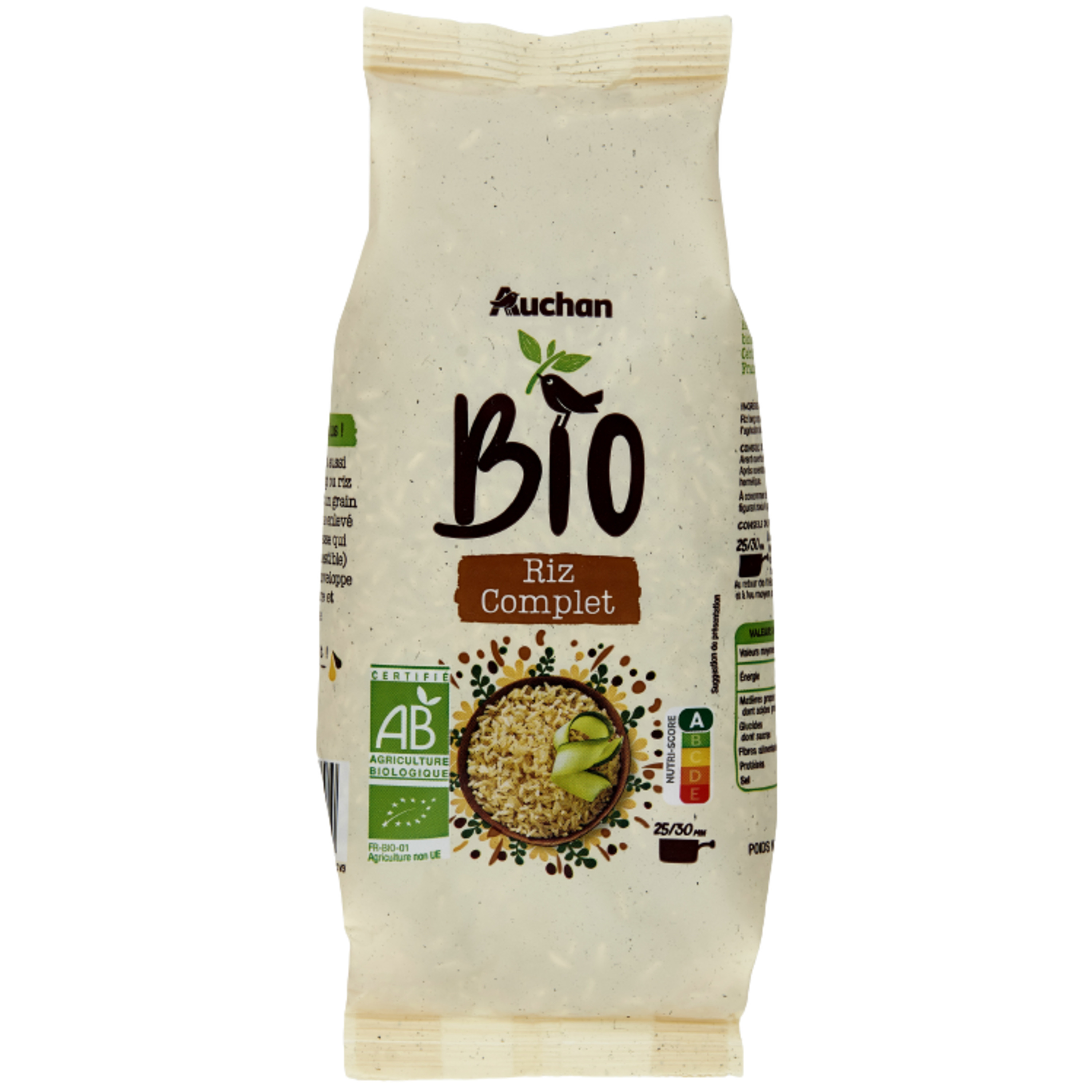 AUCHAN BIO Riz complet 8 portions 500g pas cher 