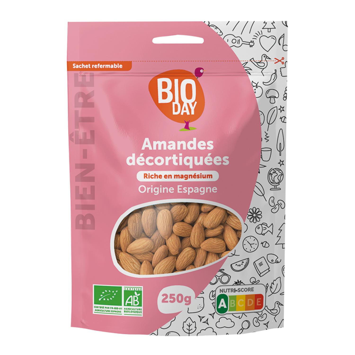 AUCHAN BIO Amandes décortiquées 125g pas cher 