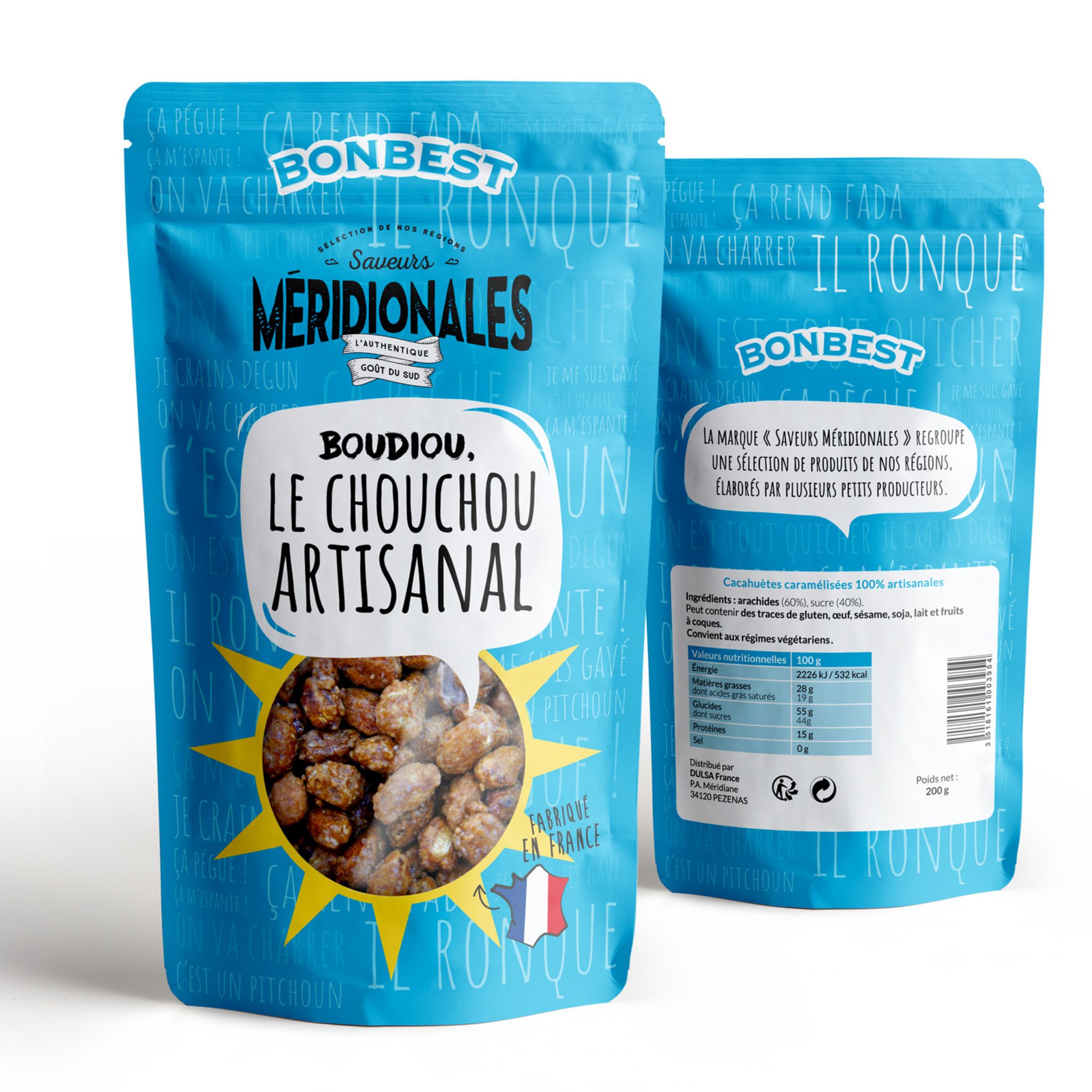 Cacahuètes caramélisées - sachet de 200 g.