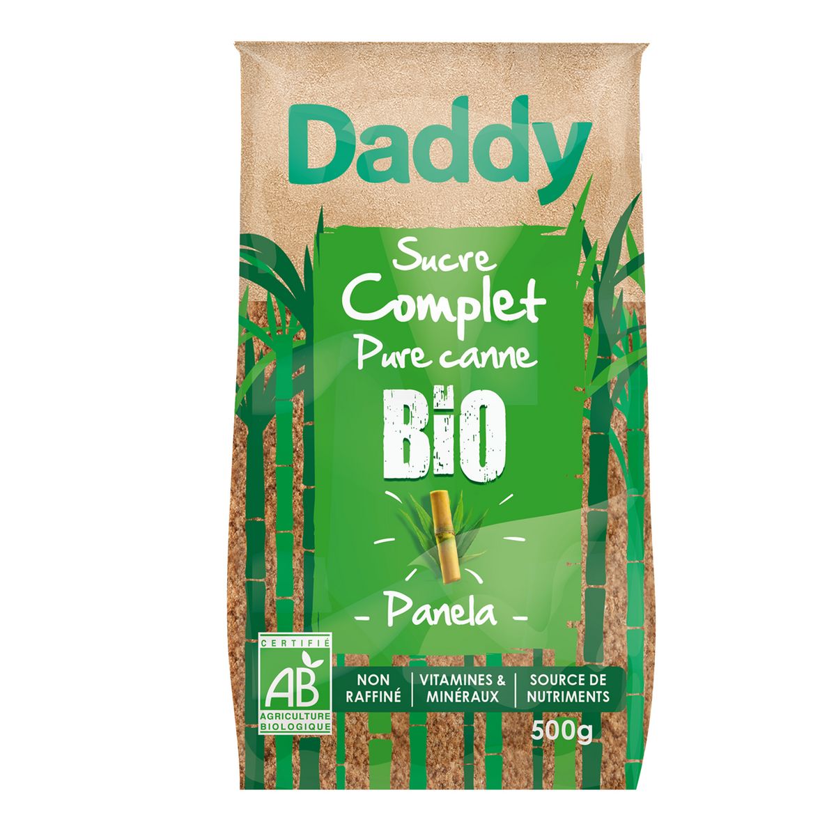 DADDY Sucre complet pure canne bio en poudre 500g pas cher 