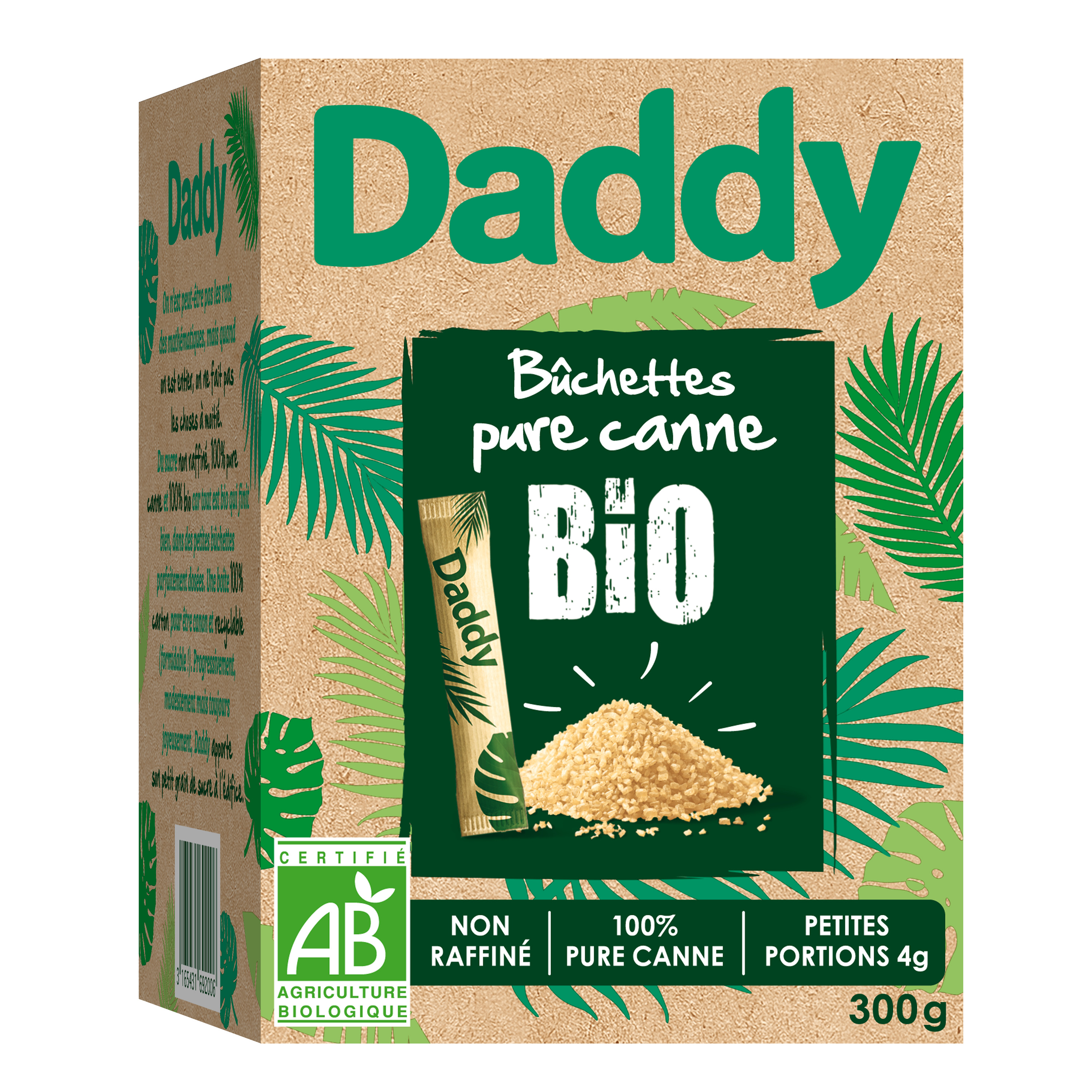 BÂTONNETS DE SUCRE DE CANNE BIO 1000 pces de 4 gr