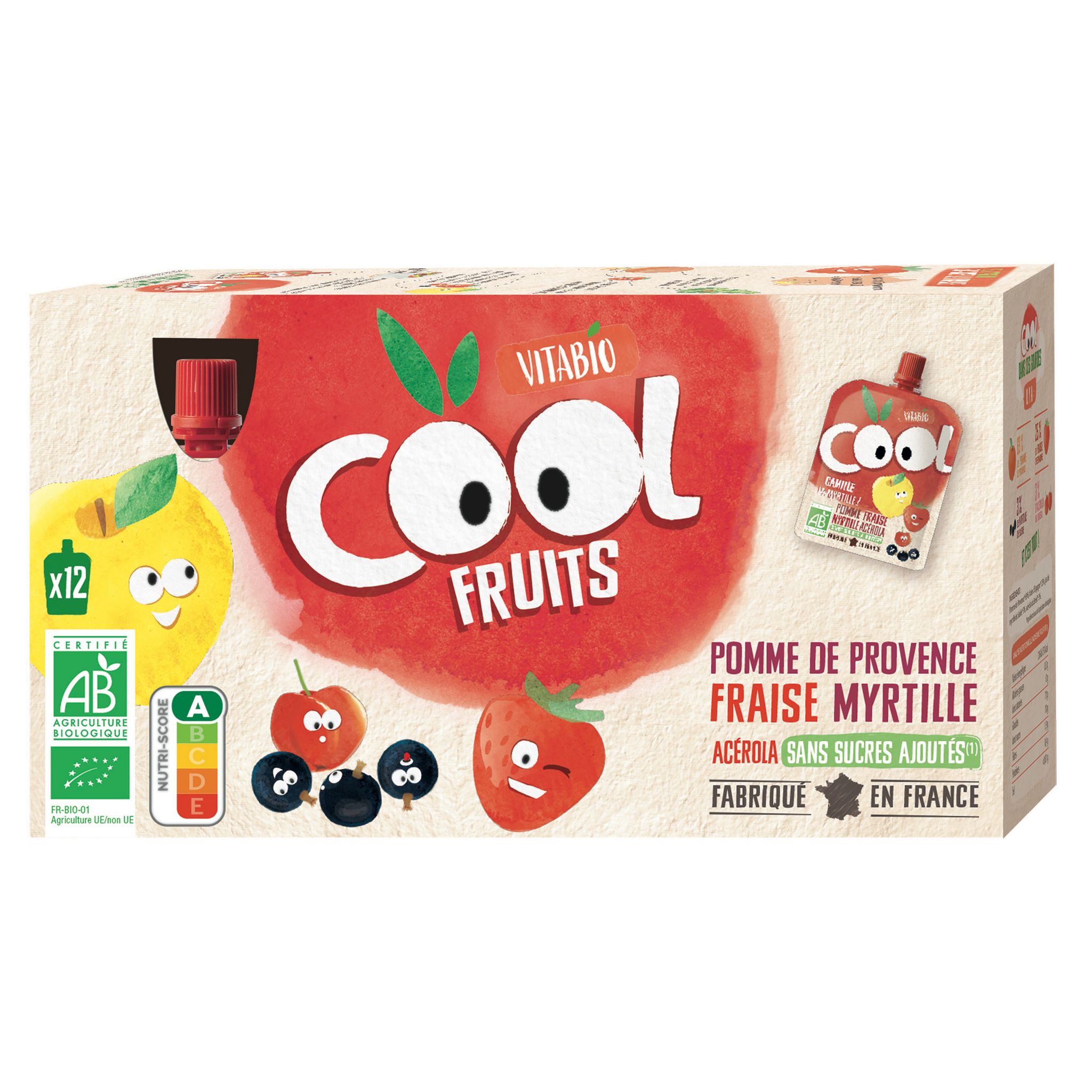 POM'POTES Gourdes compote pomme mûre framboise reine-claude sans sucres  ajoutés 12x90g pas cher 