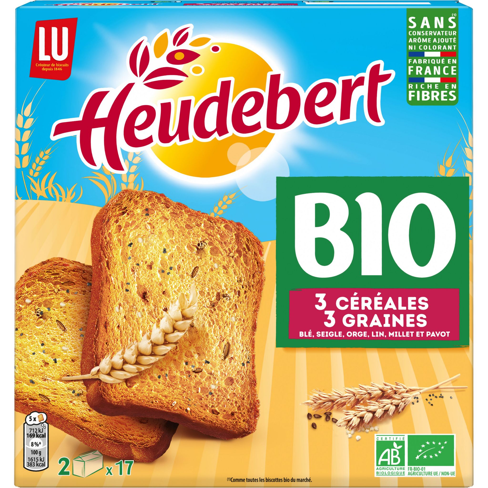 HEUDEBERT BISCOTTE PLEINE VIE SANS SEL AJOUTÉ 300 G – épicerie les 3  gourmets