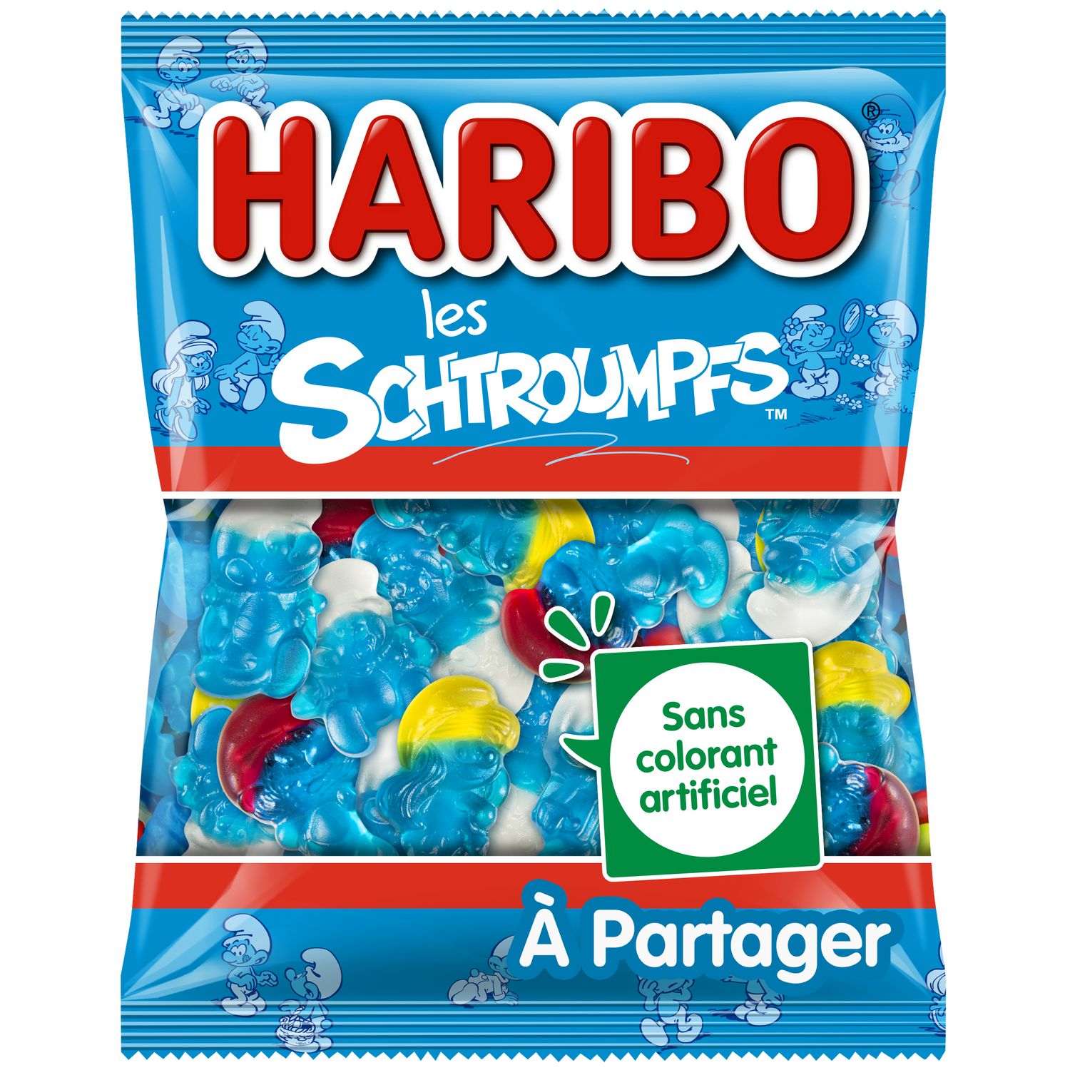 Bonbon, schtroumpfs Haribo, confiserie, Peyo, gargamel, schtroumpfette