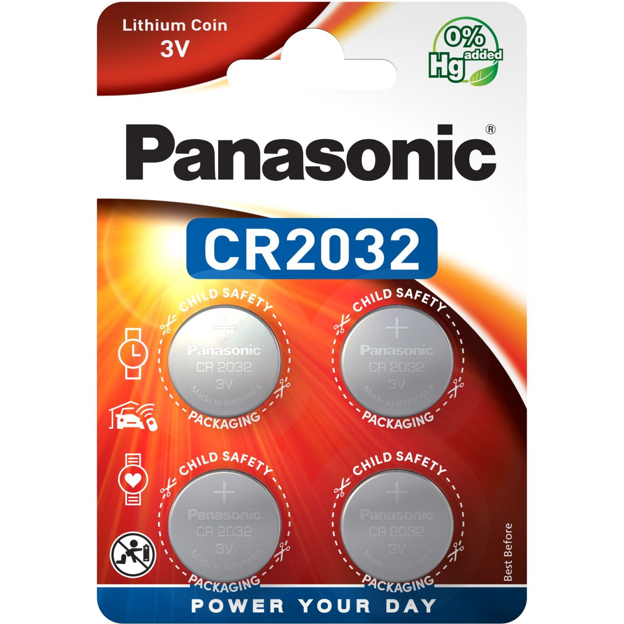 PANASONIC 4 Piles CR2032 Lithium pas cher 