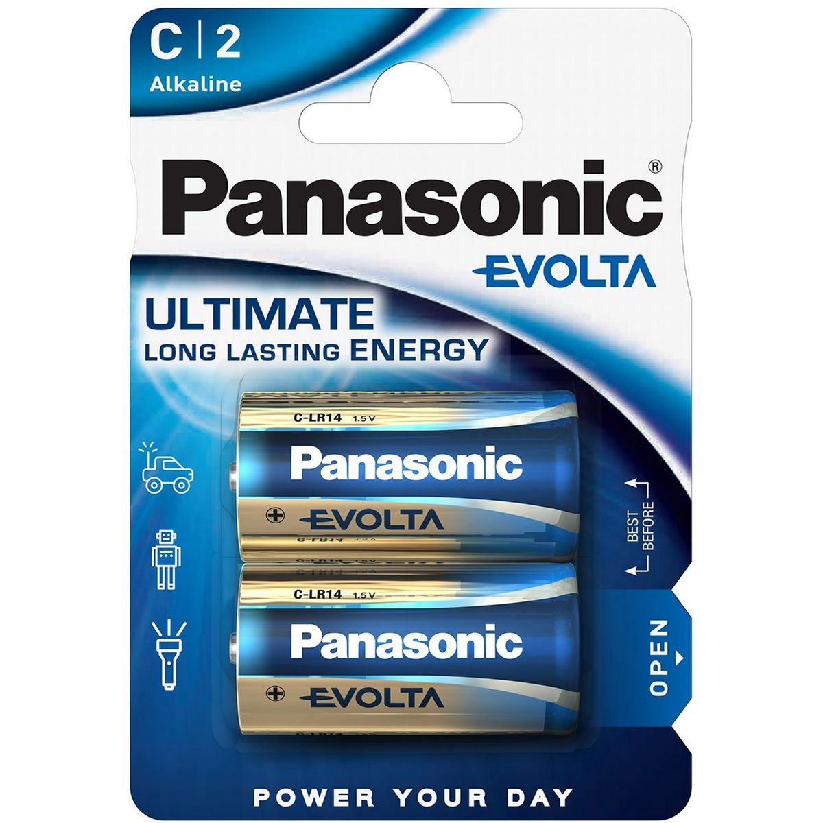 PANASONIC Lot de 2 Piles C Alcaline LR14 Evolta pas cher 