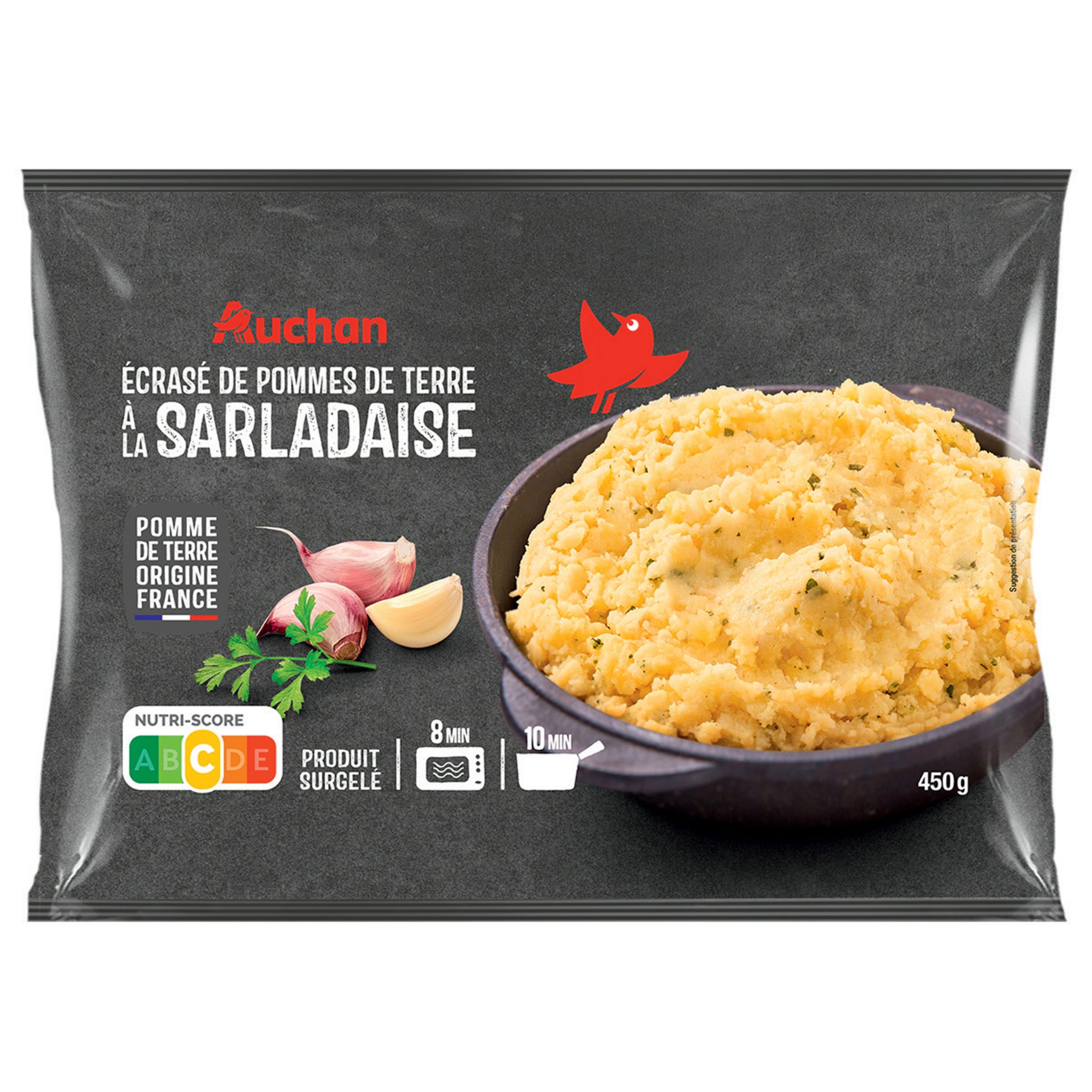 AUCHAN GOURMET Ecrasé de pommes de terre à la sarladaise 3 portions 450g  pas cher 