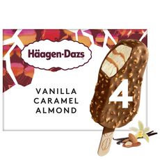 HAAGEN DAZS Bâtonnet vanille caramel  enrobé de chocolat au lait et amandes 4 pièces 280g