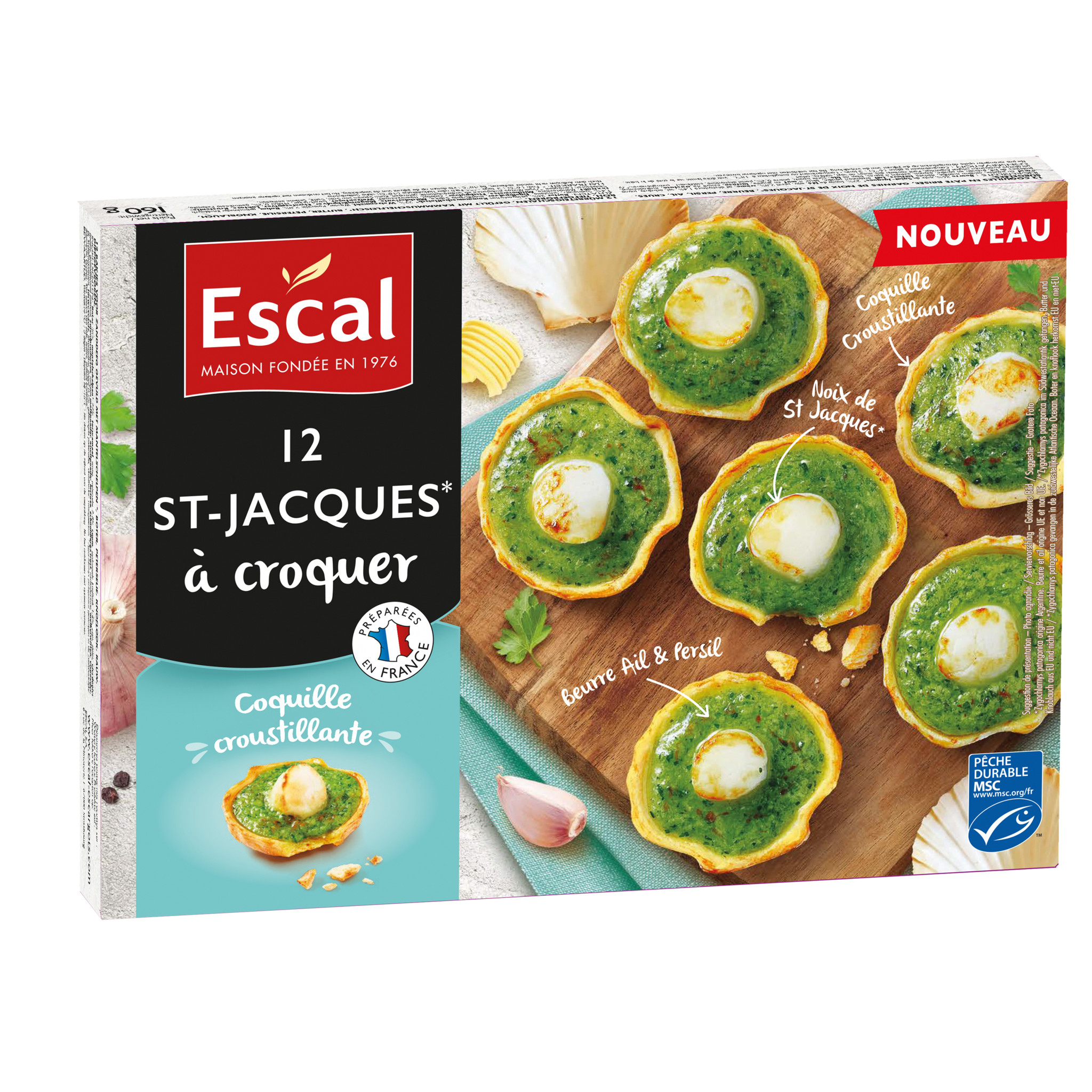 12 MINI ÉTOILES AUX SAINT-JACQUES - Escargots et apéritifs surgelés ESCAL