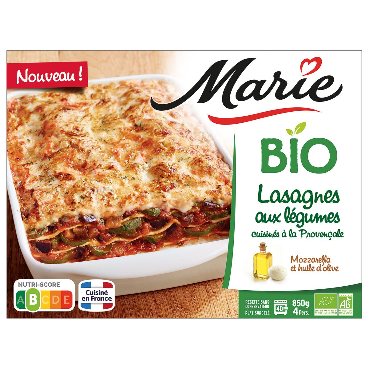 MARIE Lasagne bio aux légumes 4 portions 850g