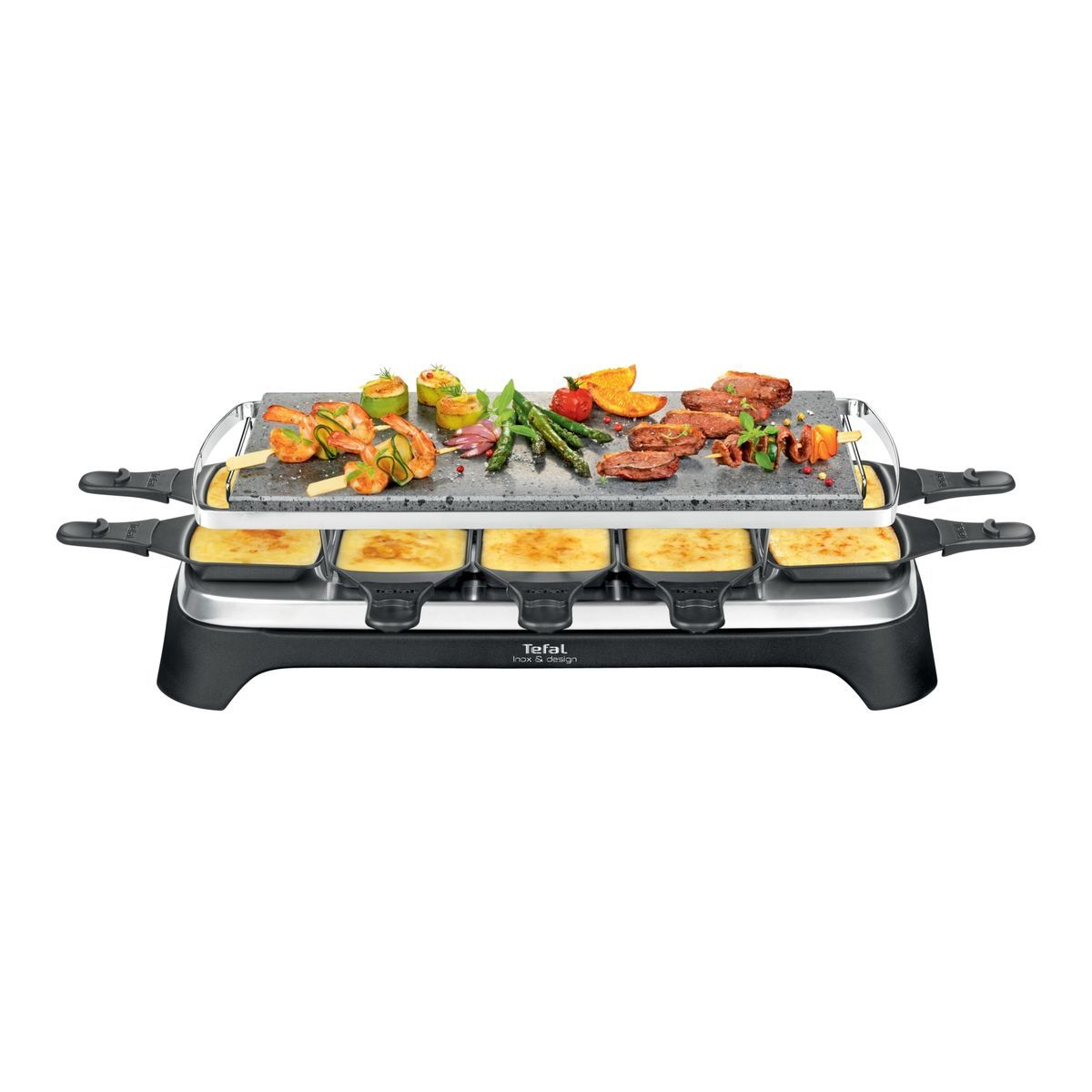 TEFAL Appareil à raclette 10 personnes PR457B12 - Gris pas cher 