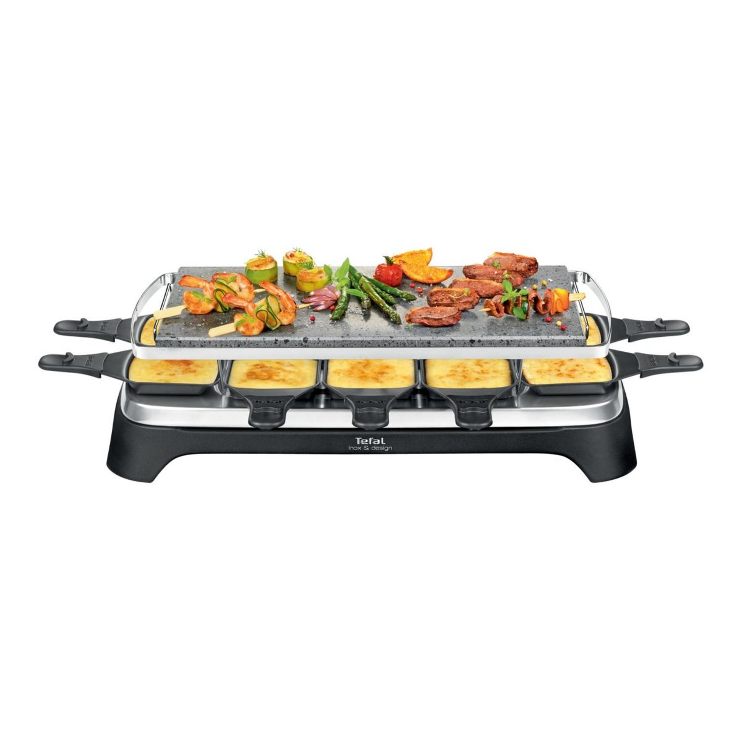 TEFAL Appareil à raclette 10 personnes PR457B12 - Gris pas cher 