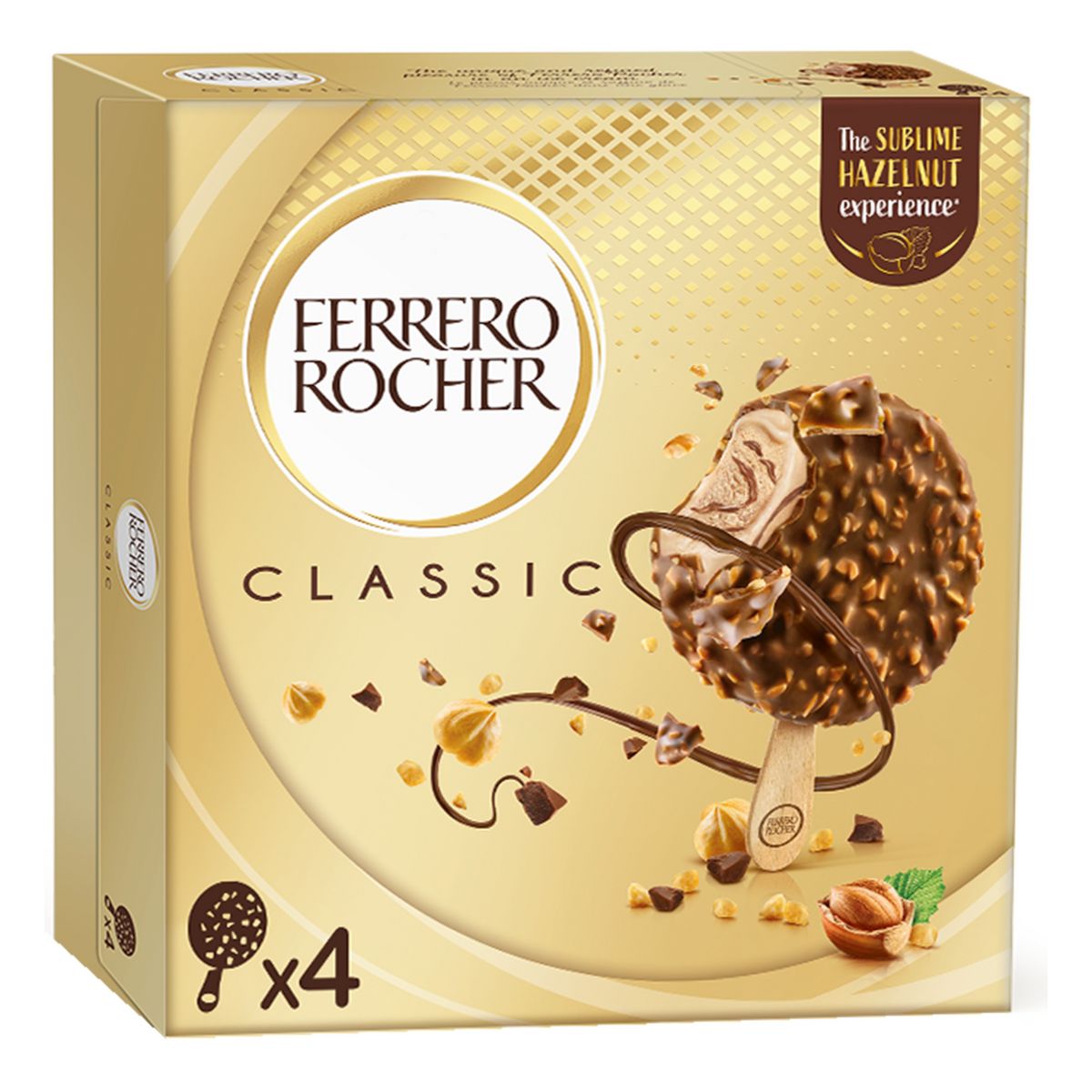 FERRERO ROCHER Bâtonnet glacé noisette et chocolat au lait 4 pièces 240g