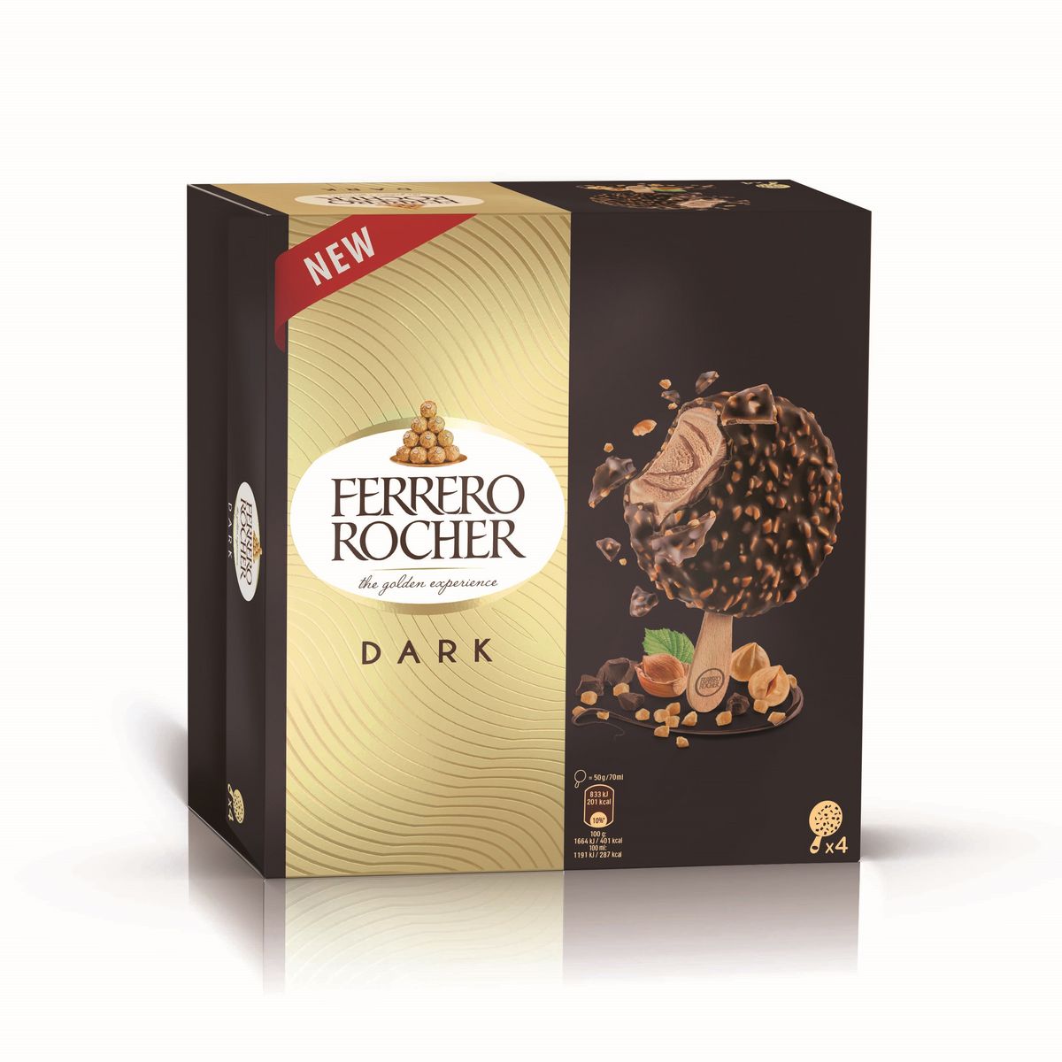 FERRERO ROCHER Bâtonnet glacé noisette et chocolat noir 4 pièces