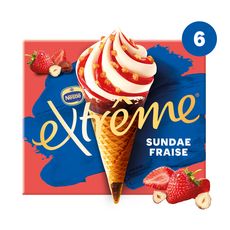 EXTREME Cônes glacés sundae fraise 6 pièces 396g
