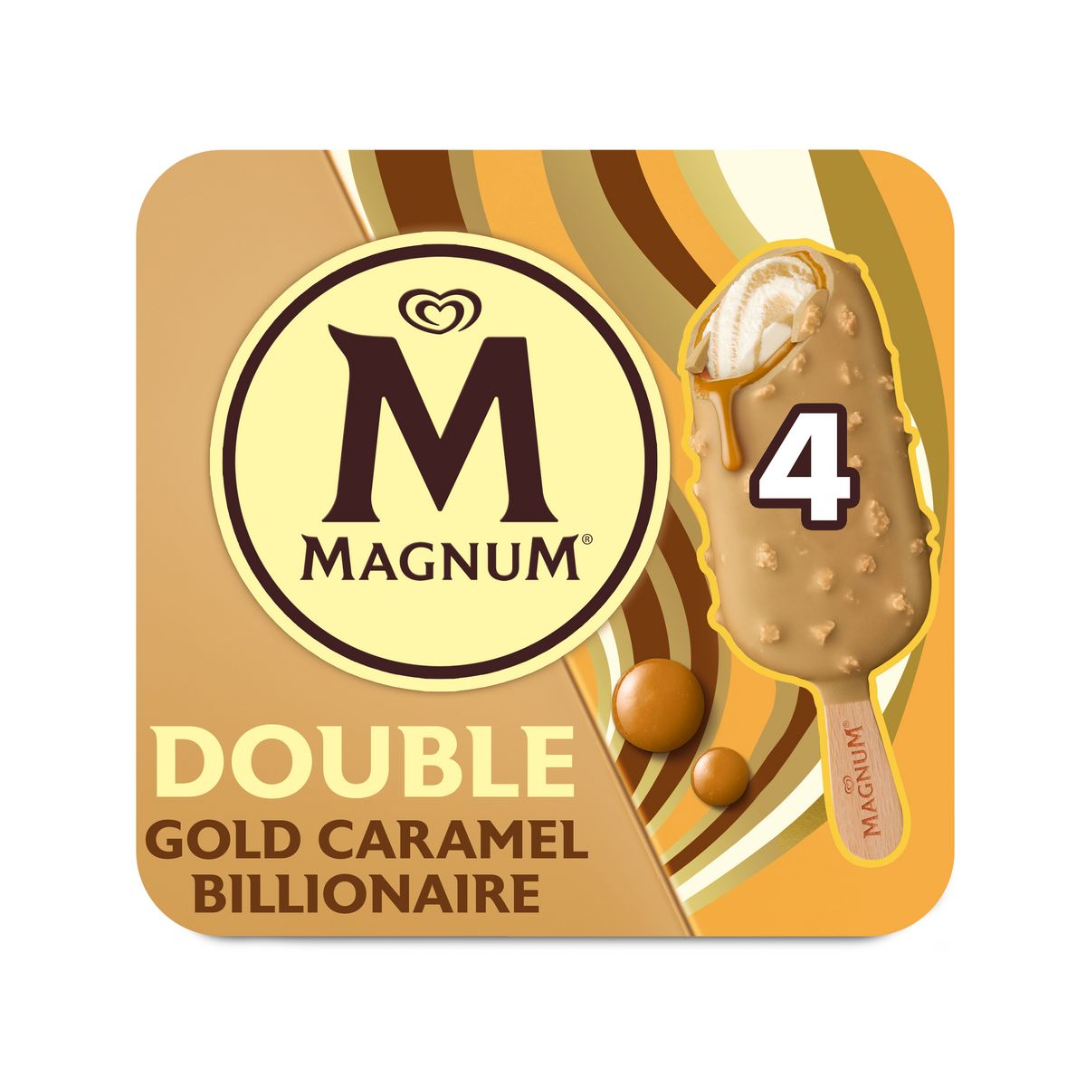 MAGNUM Bâtonnets glacé double caramel Billionaire 4 pièces  284g