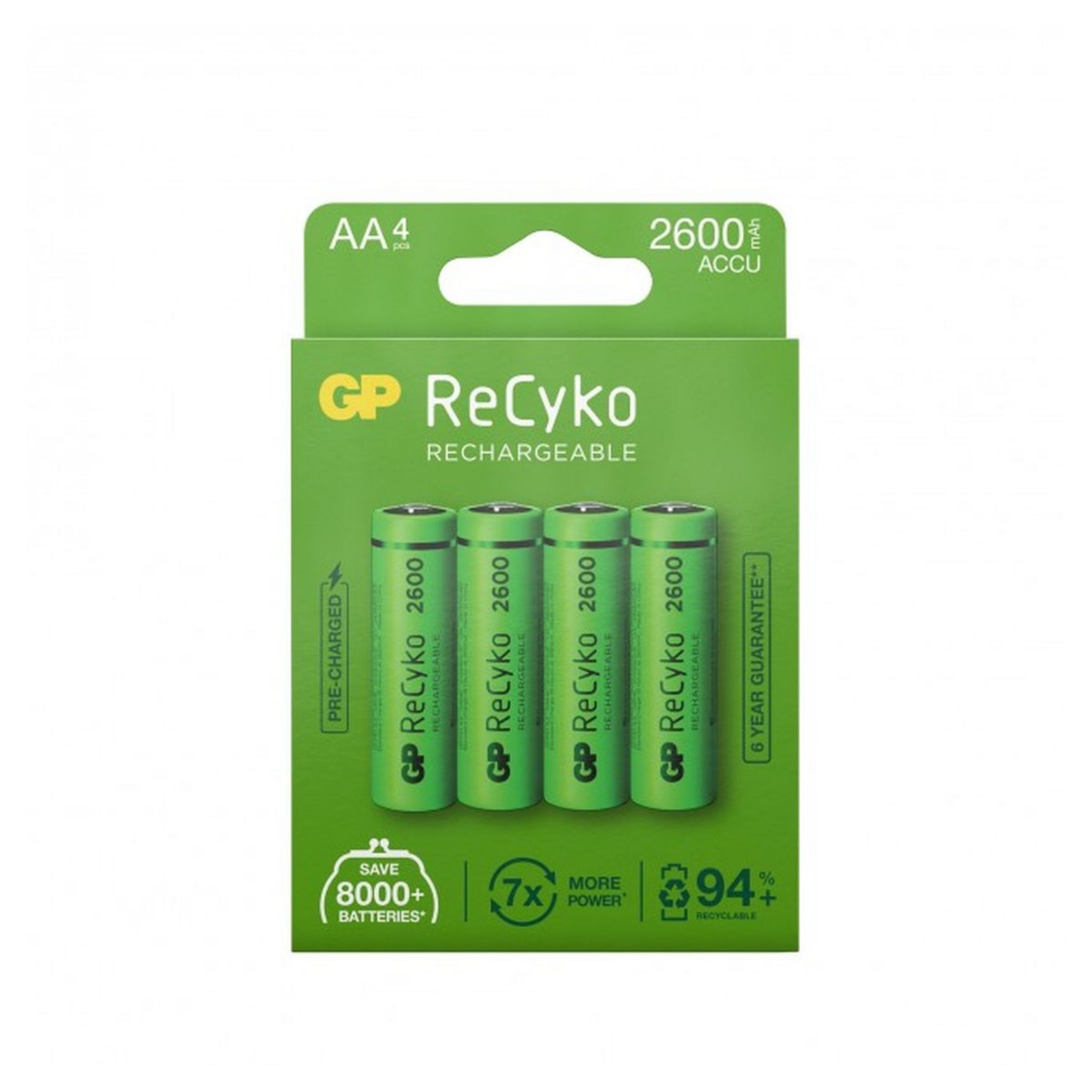 Lot de 4 Piles AA rechargeables Vert/Argenté - VOLKANO - VOL_VK_8102_GN 