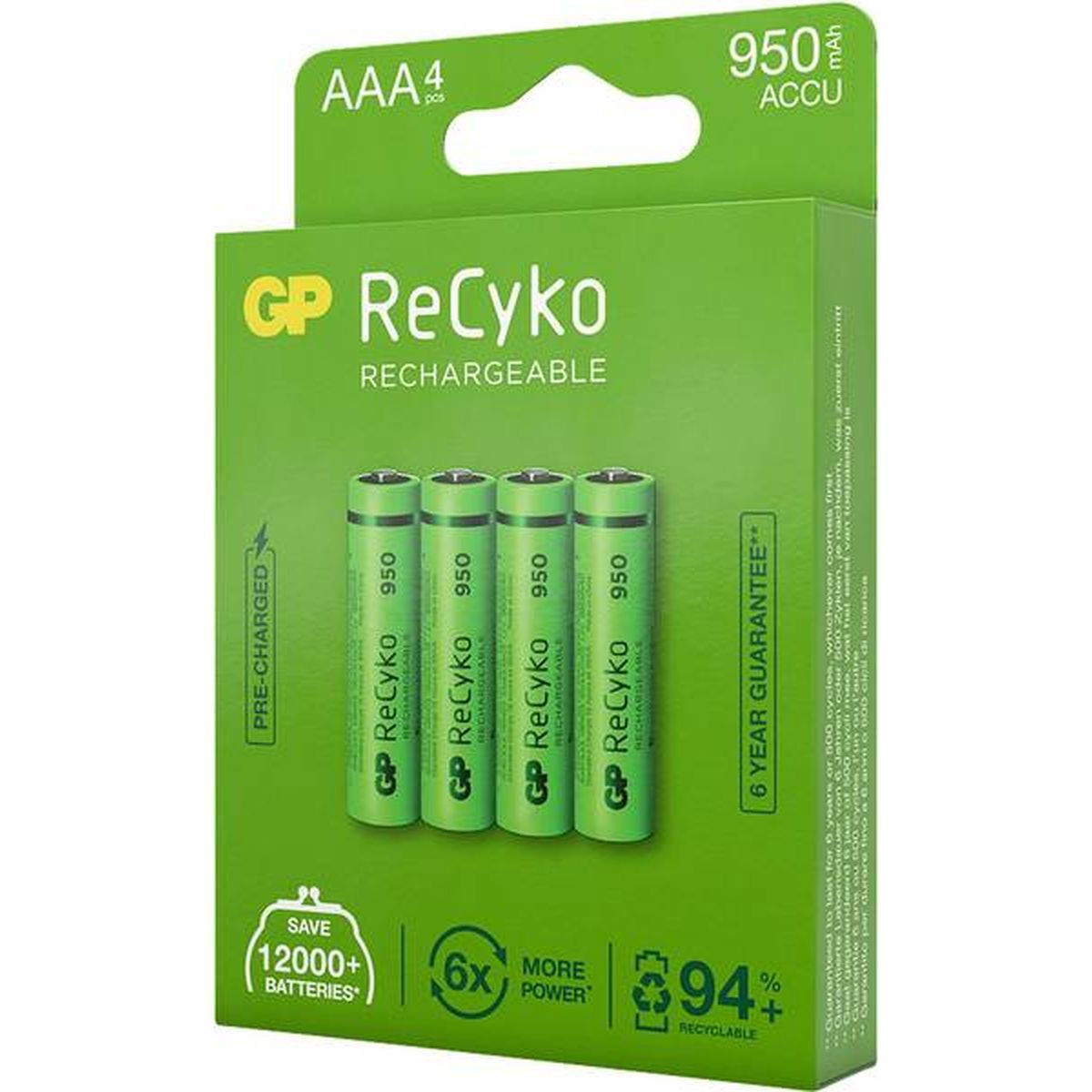 Lot de 4 Piles AAA rechargeables Vert/Argenté - VOLKANO