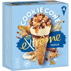 EXTREME Cône glacé cookie vanille caramel 4 pièces 284g