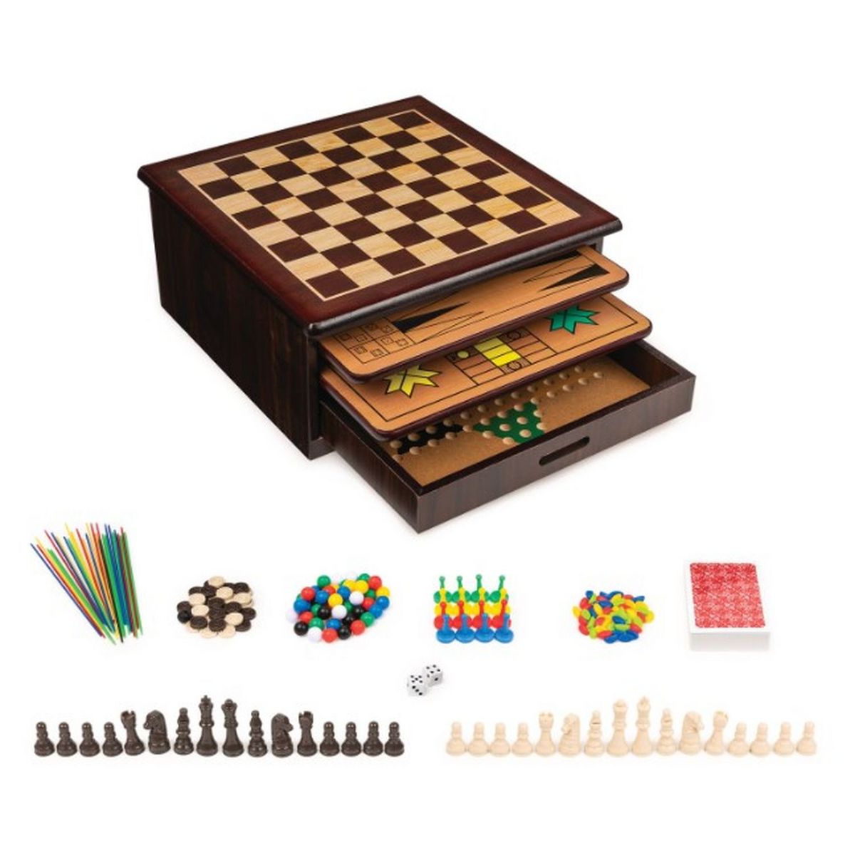 Coffret Bois - Jeux Traditionnels 10-en-1 - Jeux classiques