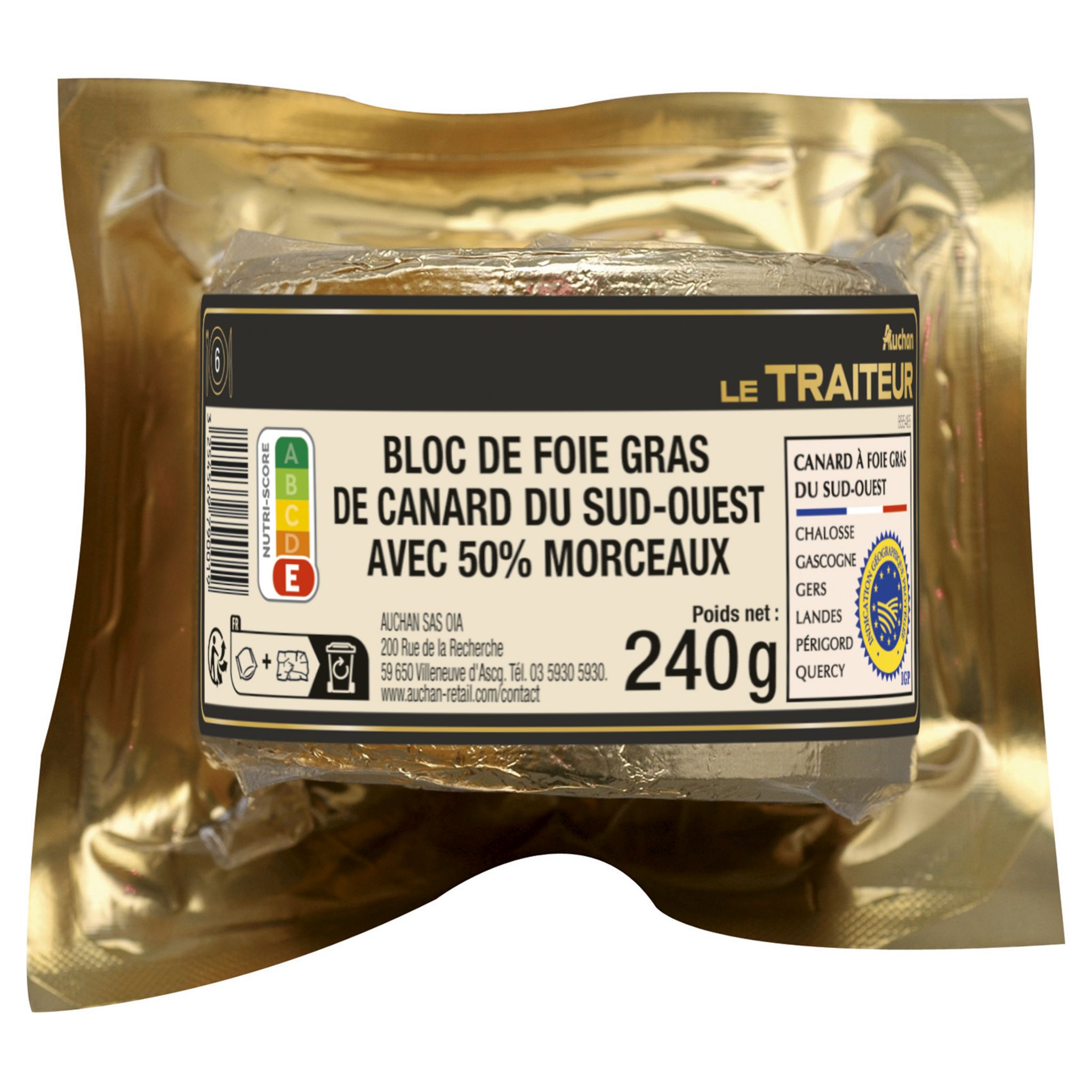 Bloc de foie gras de canard avec 30 % de morceaux - Carrefour - 300 g