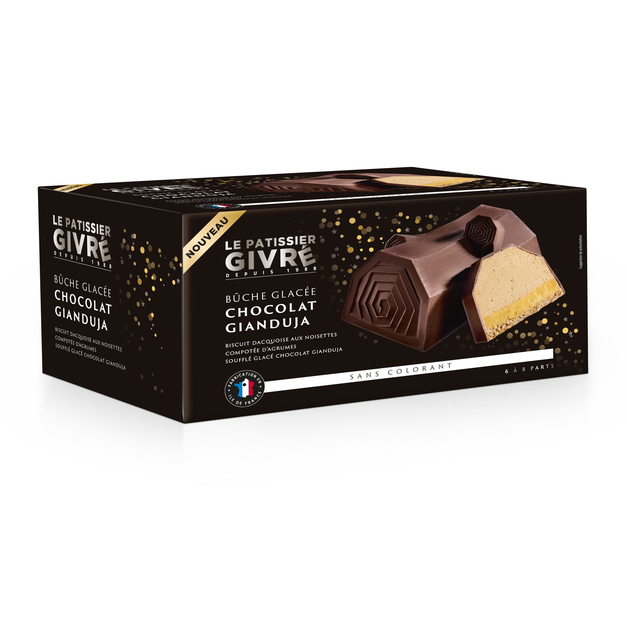 LE PATISSIER GIVRE Bûche glacée chocolat gianduja 6 à 8 parts 510g pas cher  