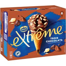 NESTLE Extrême cône glacé trois chocolats 6 pièces 426g