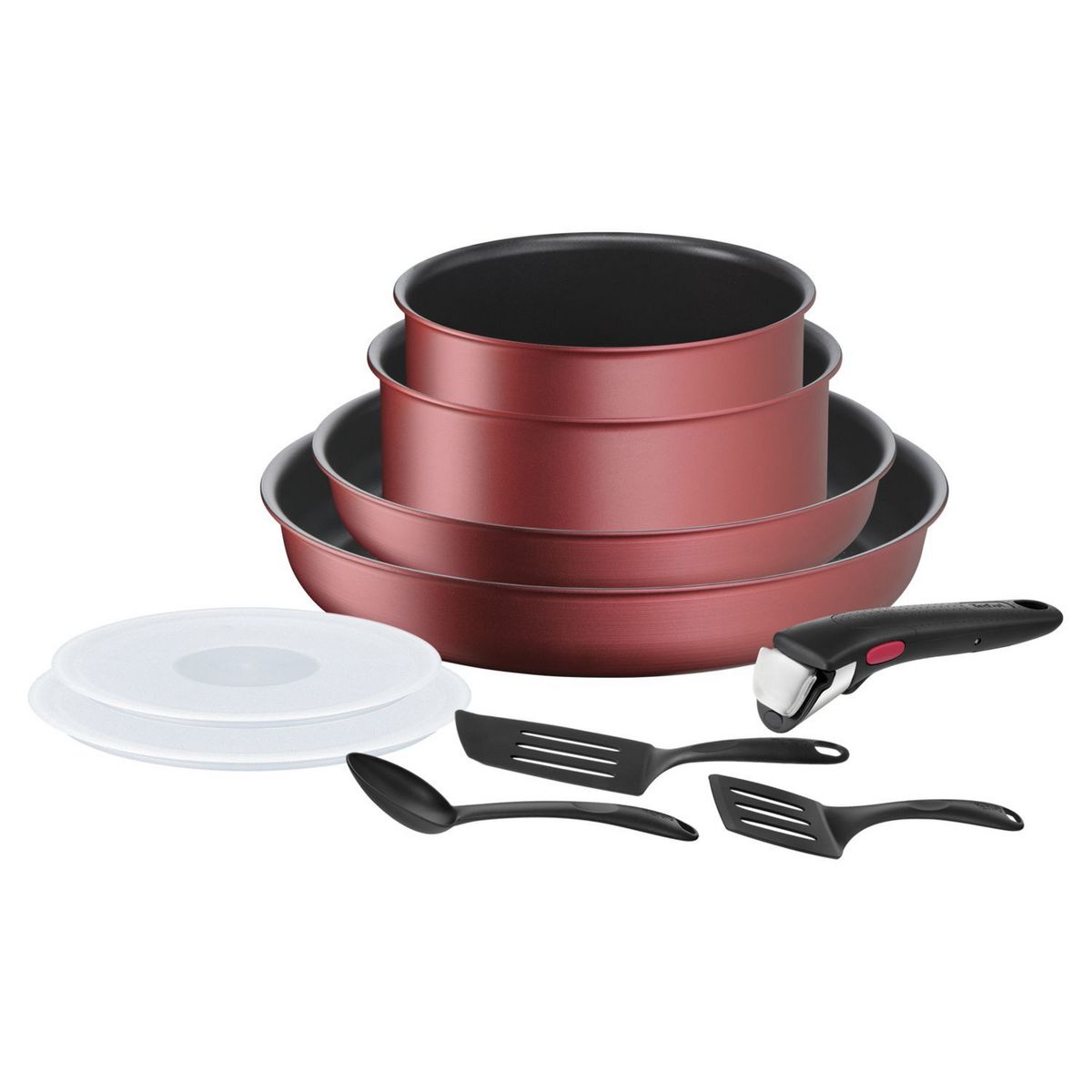 TEFAL Set 10 pièces aluminium rouge induction TEFAL DAILY CHEF pas cher 