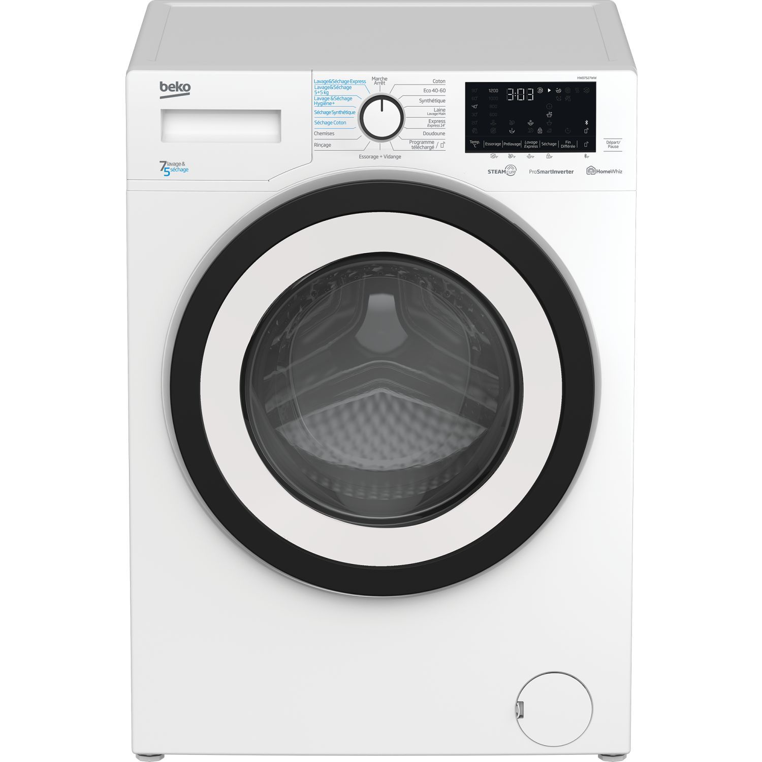 Lave-linge séchant BEKO HWD7527WW - 7 / 5 kg - Induction - Tambour