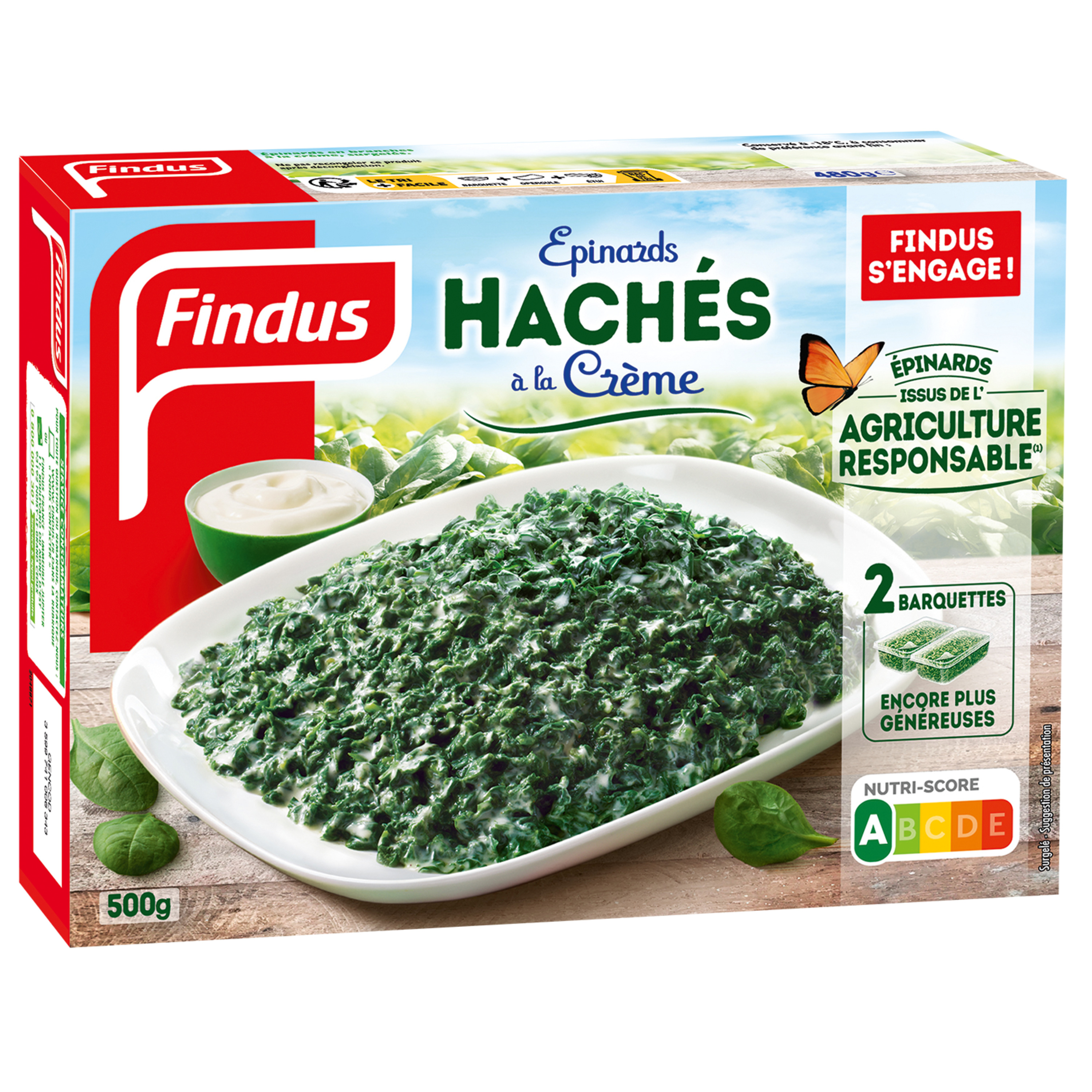 FINDUS Épinards hachés à la crème fraîche 4 portions 1kg pas cher 