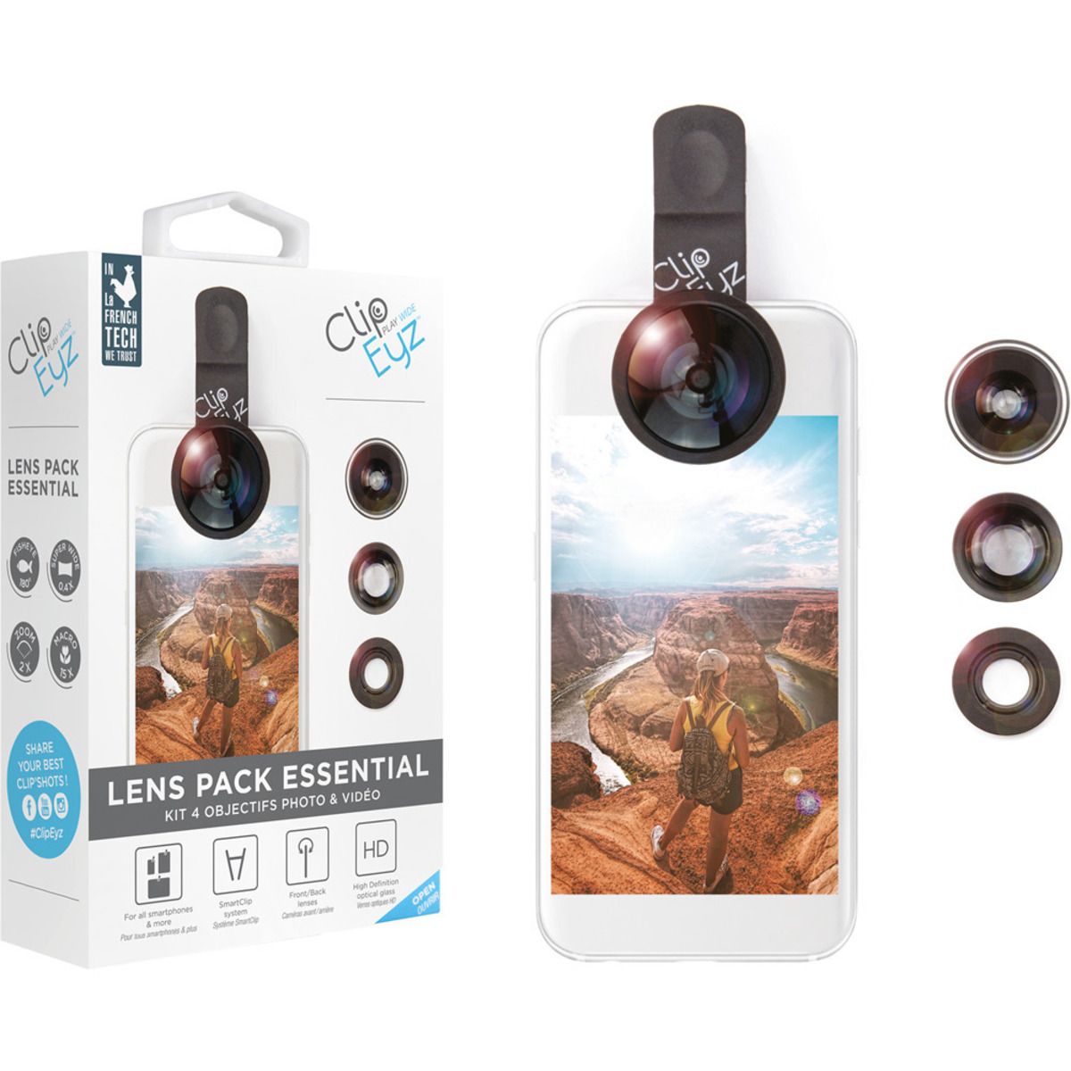 BIGBEN Pack d'objectifs caméra pour smartphone Clipeyz - Noir
