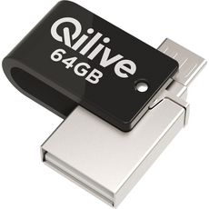 QILIVE Clé USB 64GO T260 USB/M USB - Blanc et noir