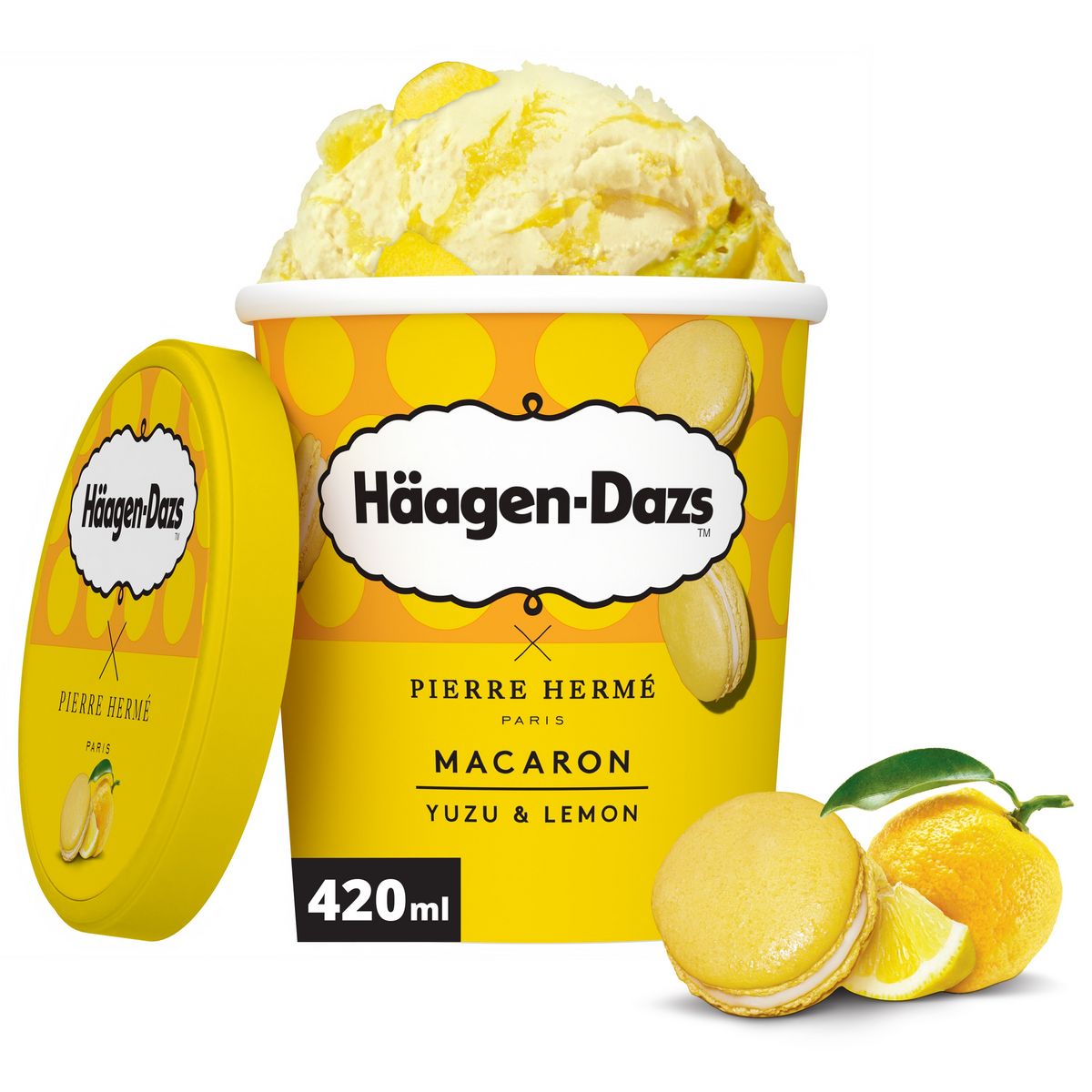HAAGEN DAZS Pot de crème glacée macaron yuzu citron 364g