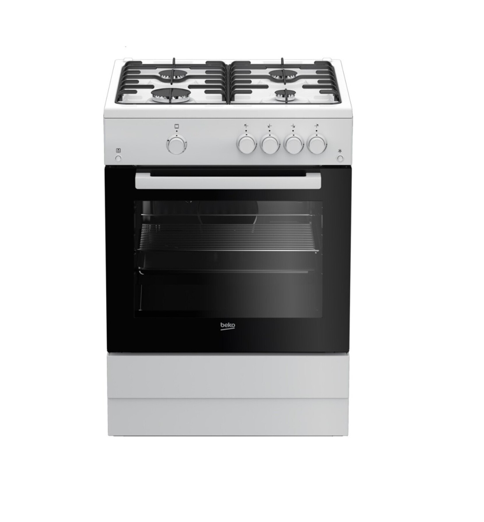 BEKO Cuisinière à gaz FSG62010FW, 60cm, 4 foyers, Four à gaz pas cher 