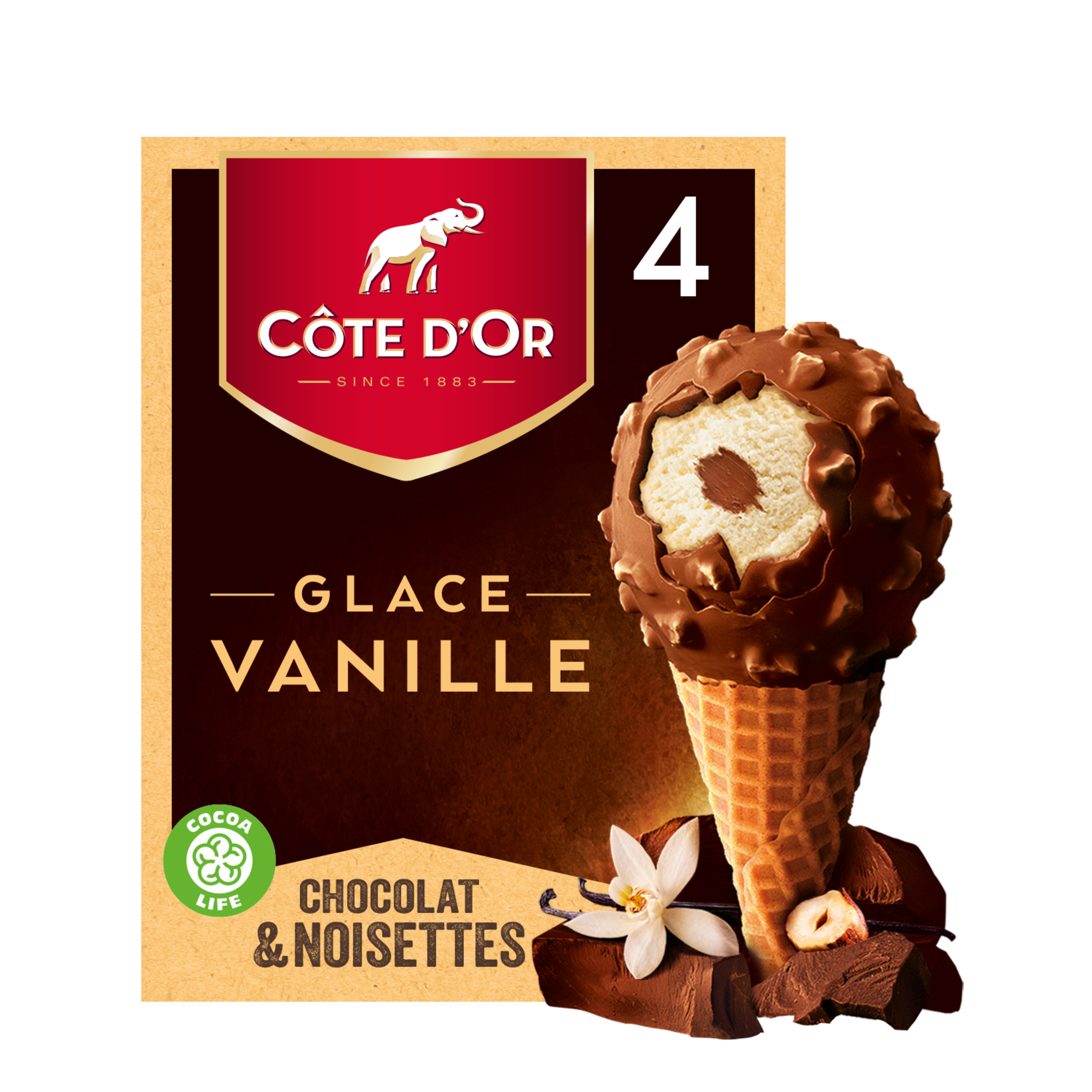 4 Cônes Côte d'or chocolat