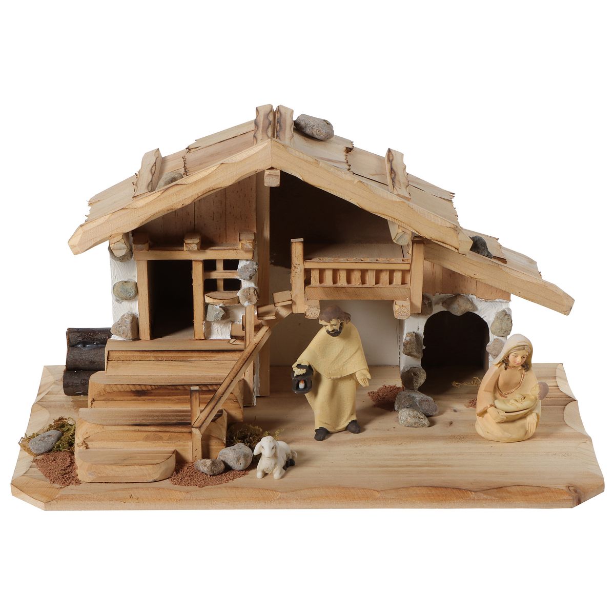 ACTUEL Crèche de Noël en Bois de 38 x 21 x 20,8 cm pas cher