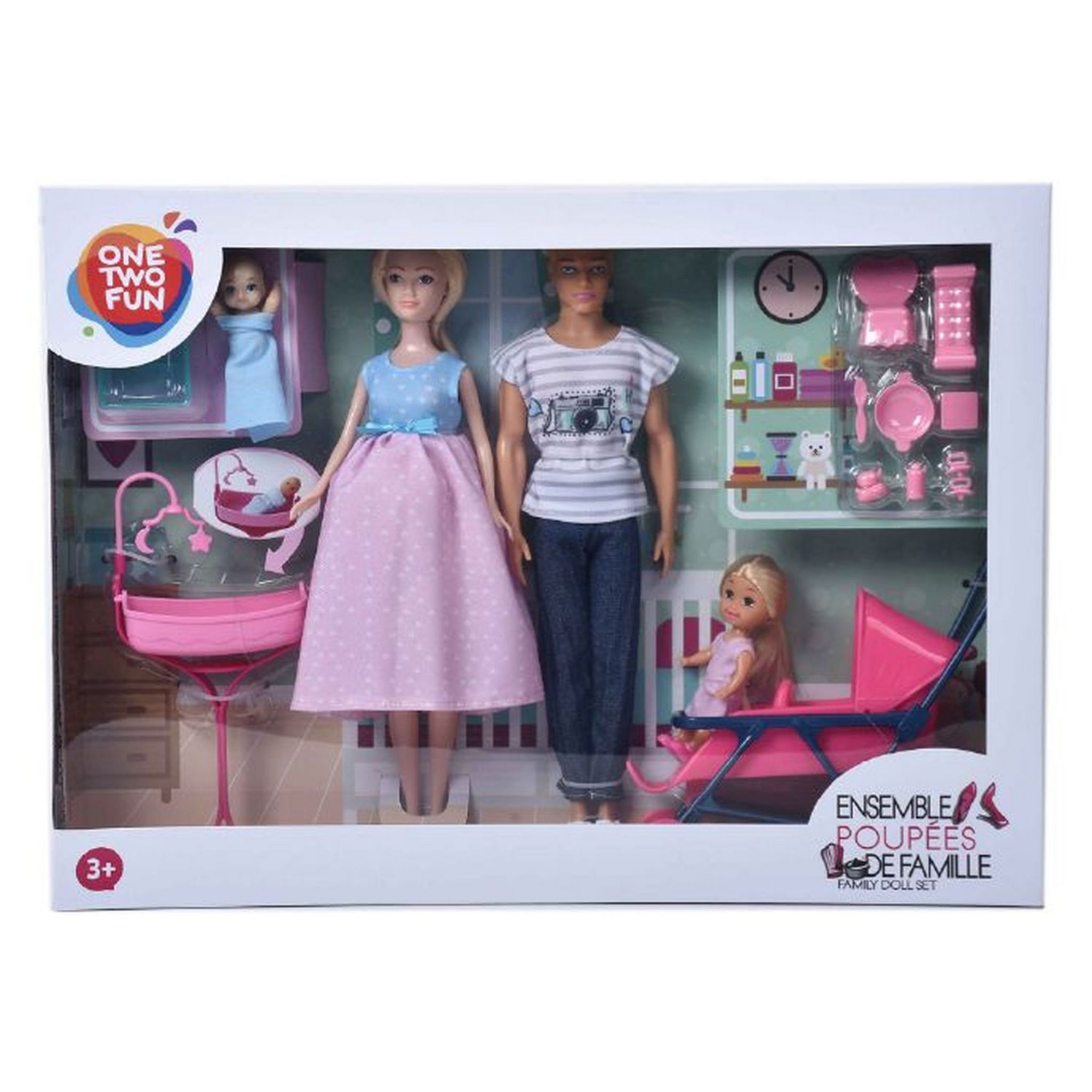 ONE TWO FUN Coffret de poupées de famille pas cher 